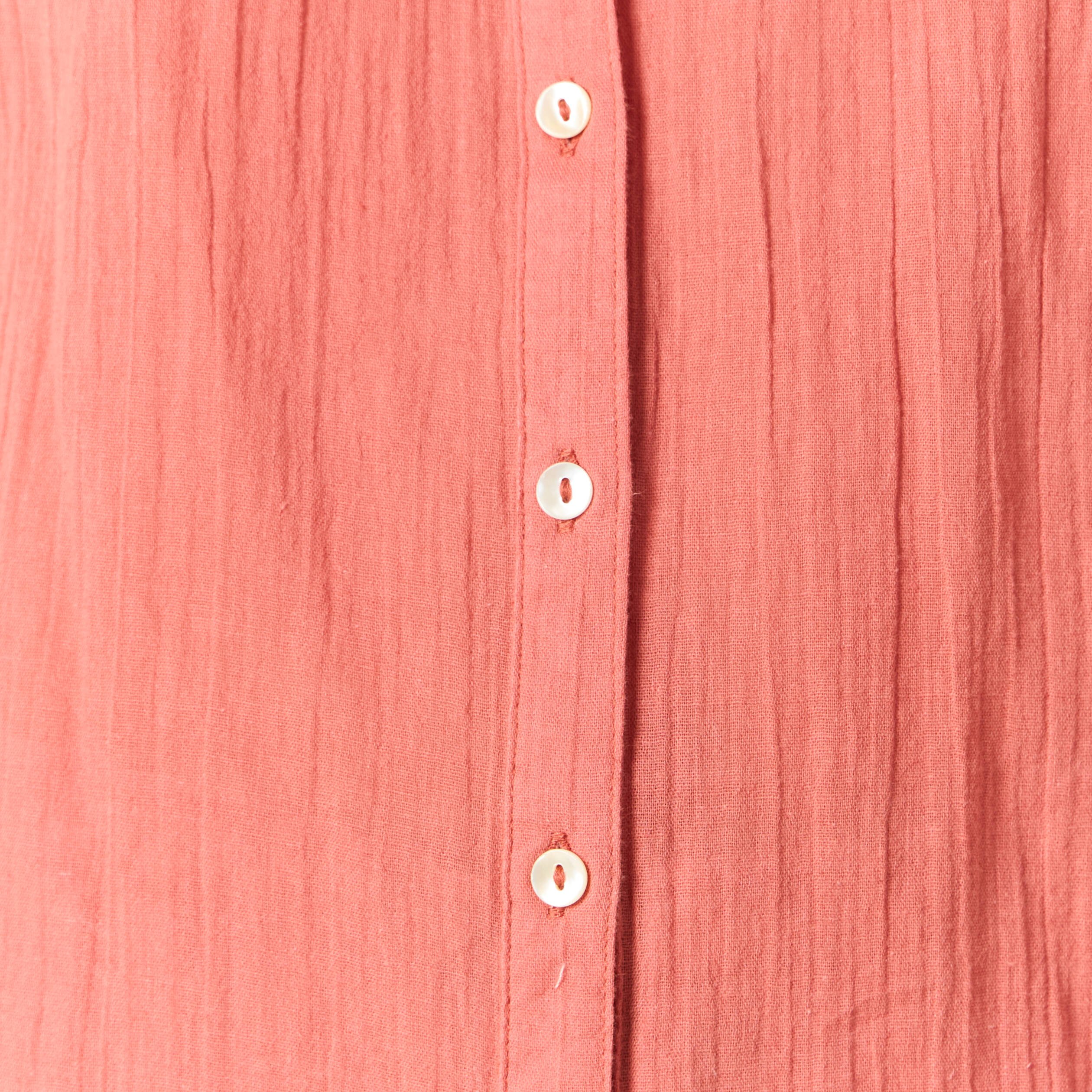 chemise manches 34 brodee rose framboise femme Chemise manches 3/4 brodée rose framboise femme
