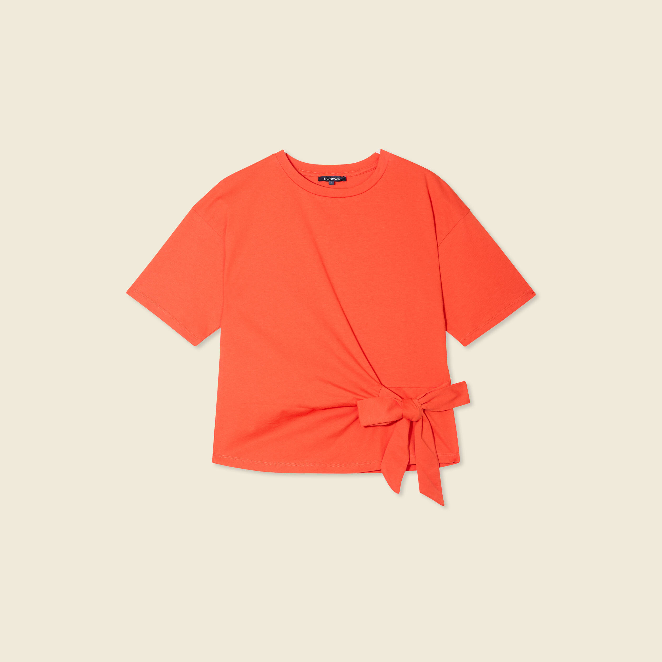 t shirt manches courtes noeud orange femme T-shirt manches courtes noeud orange femme