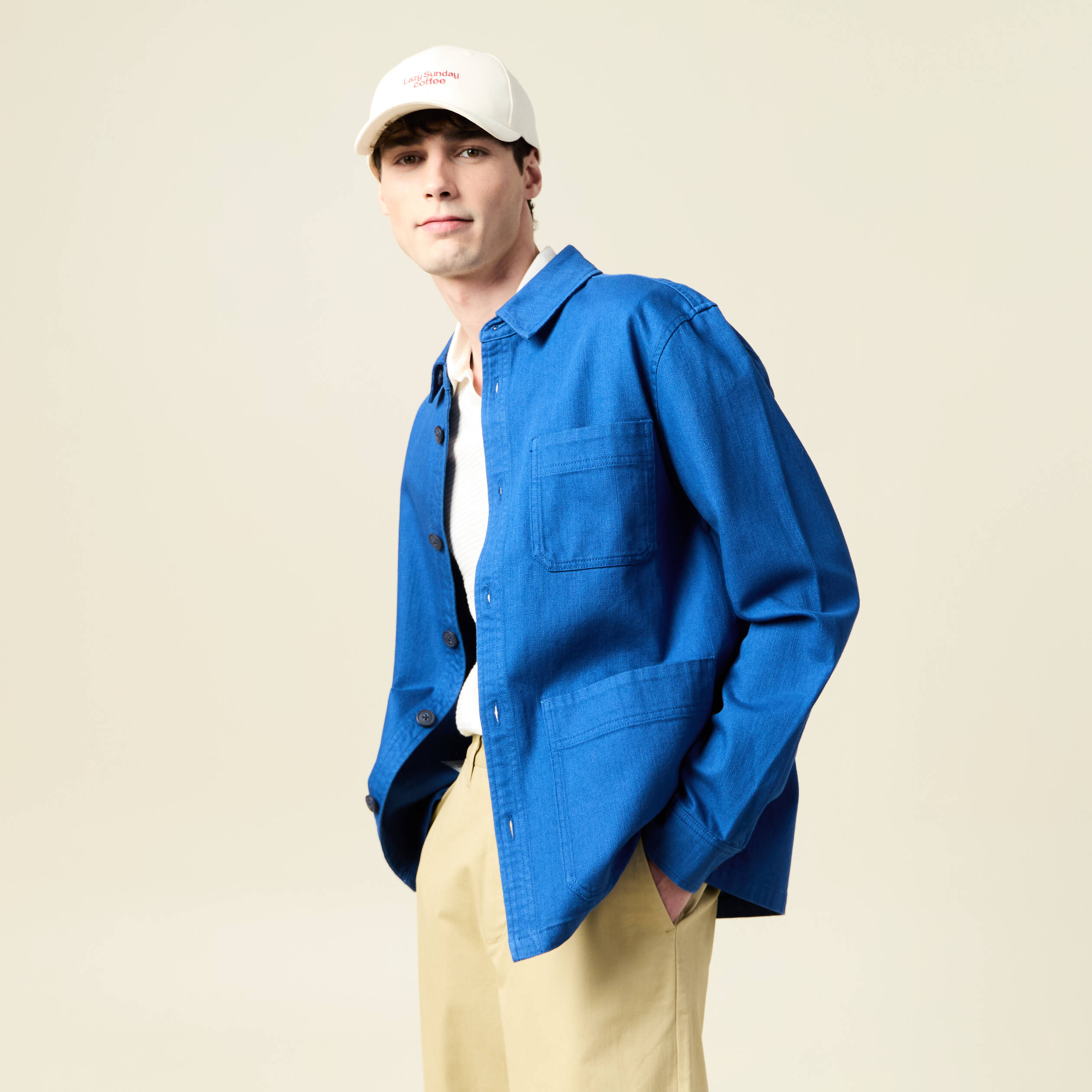 Surchemise oversize bleu roi homme