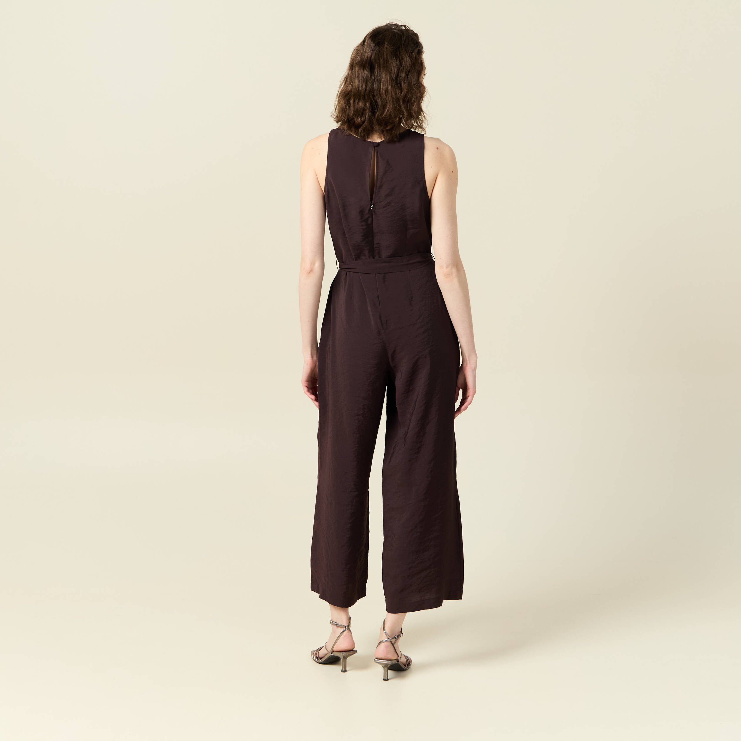 combinaison pantalon large marron fonce femme Combinaison pantalon large marron foncé femme