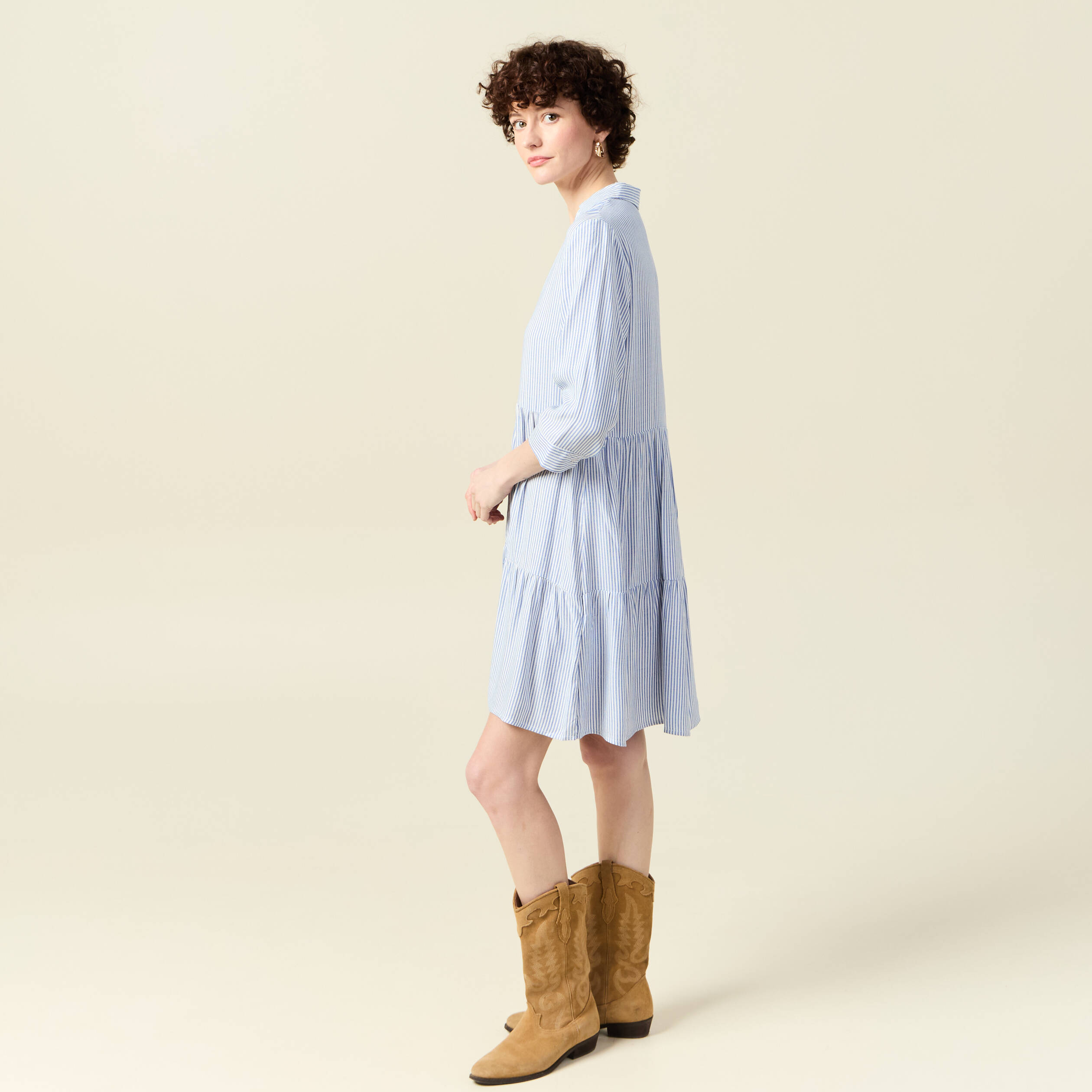 robe patineuse boutonnee ecru femme Robe patineuse boutonnée ecru femme