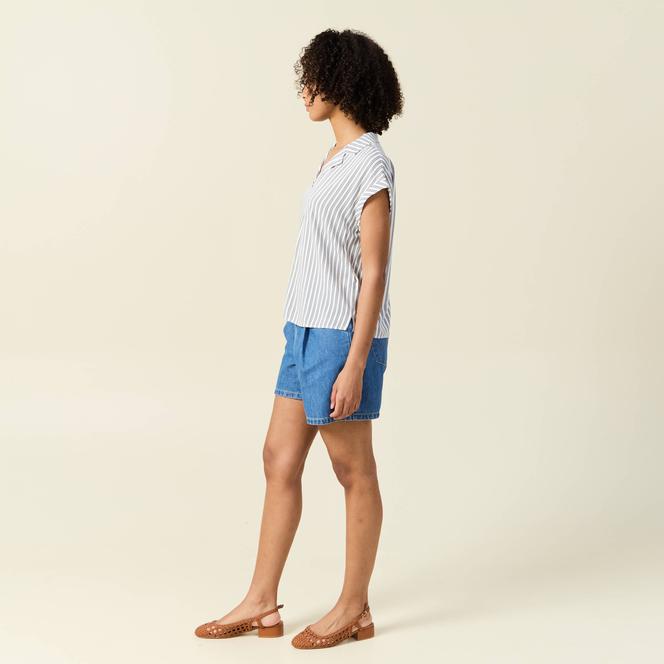 blouse eco responsable bleu fonce femme Blouse éco-responsable bleu foncé femme