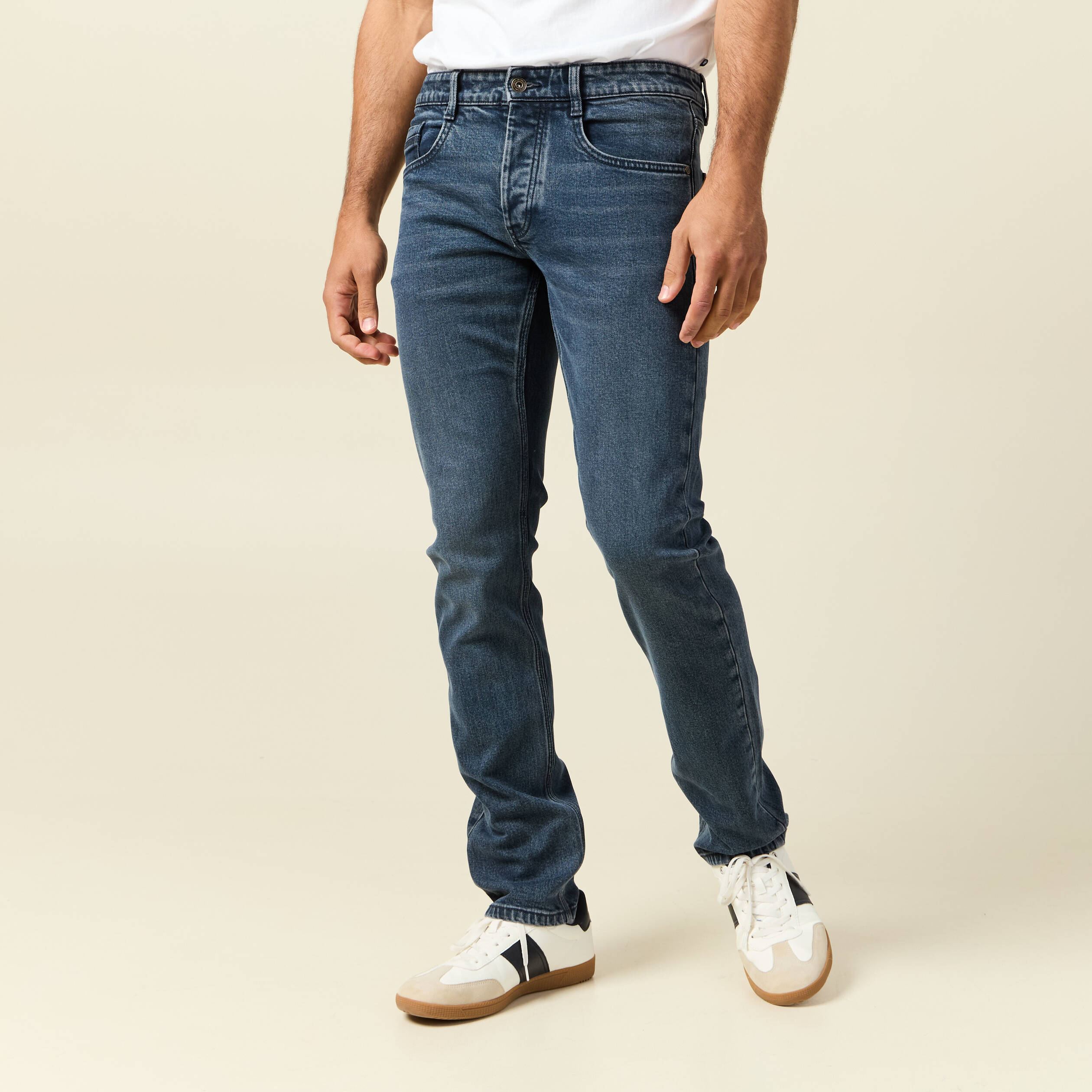 Jeans straight 5 poches denim blue black homme
