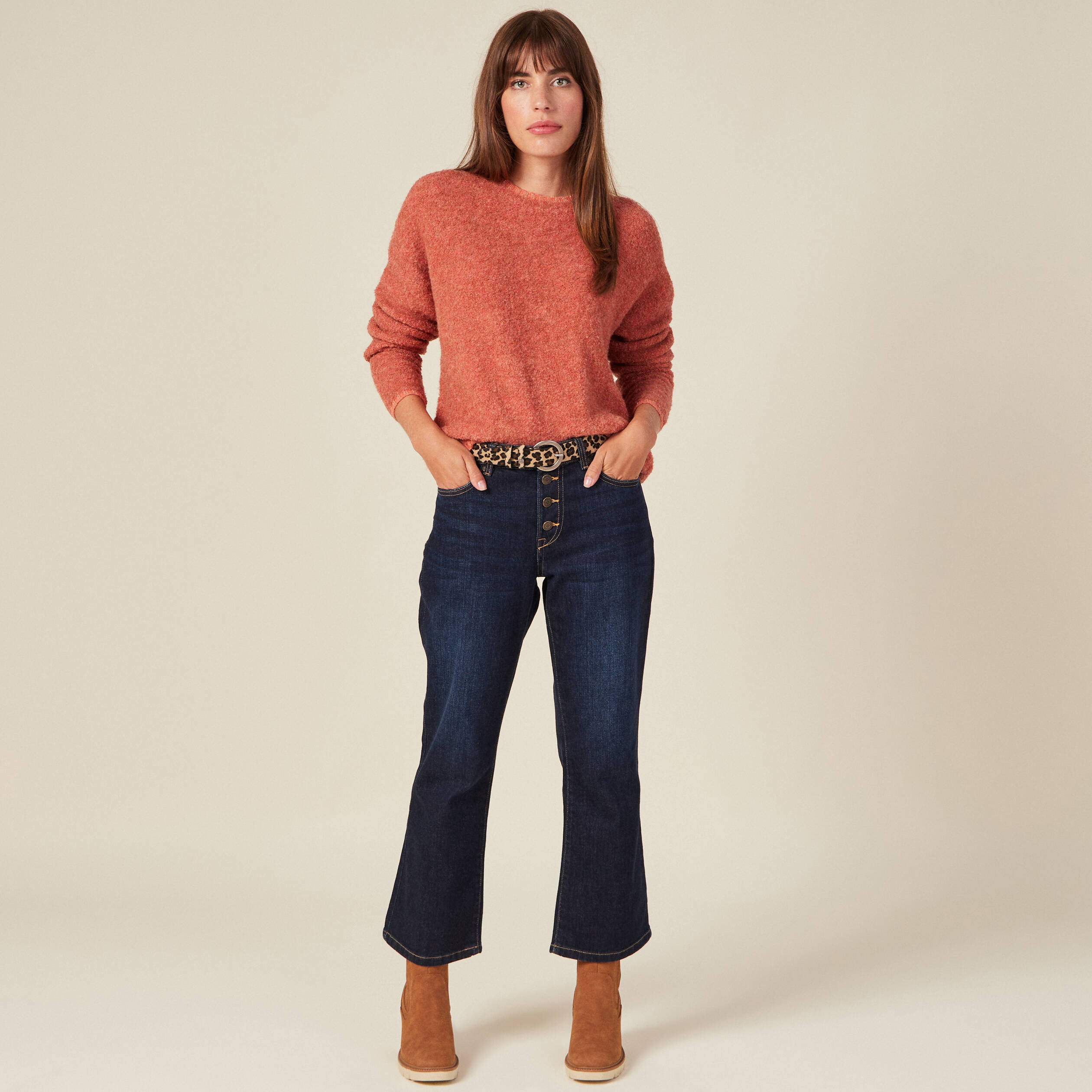 Pull éco-responsable orange foncé femme