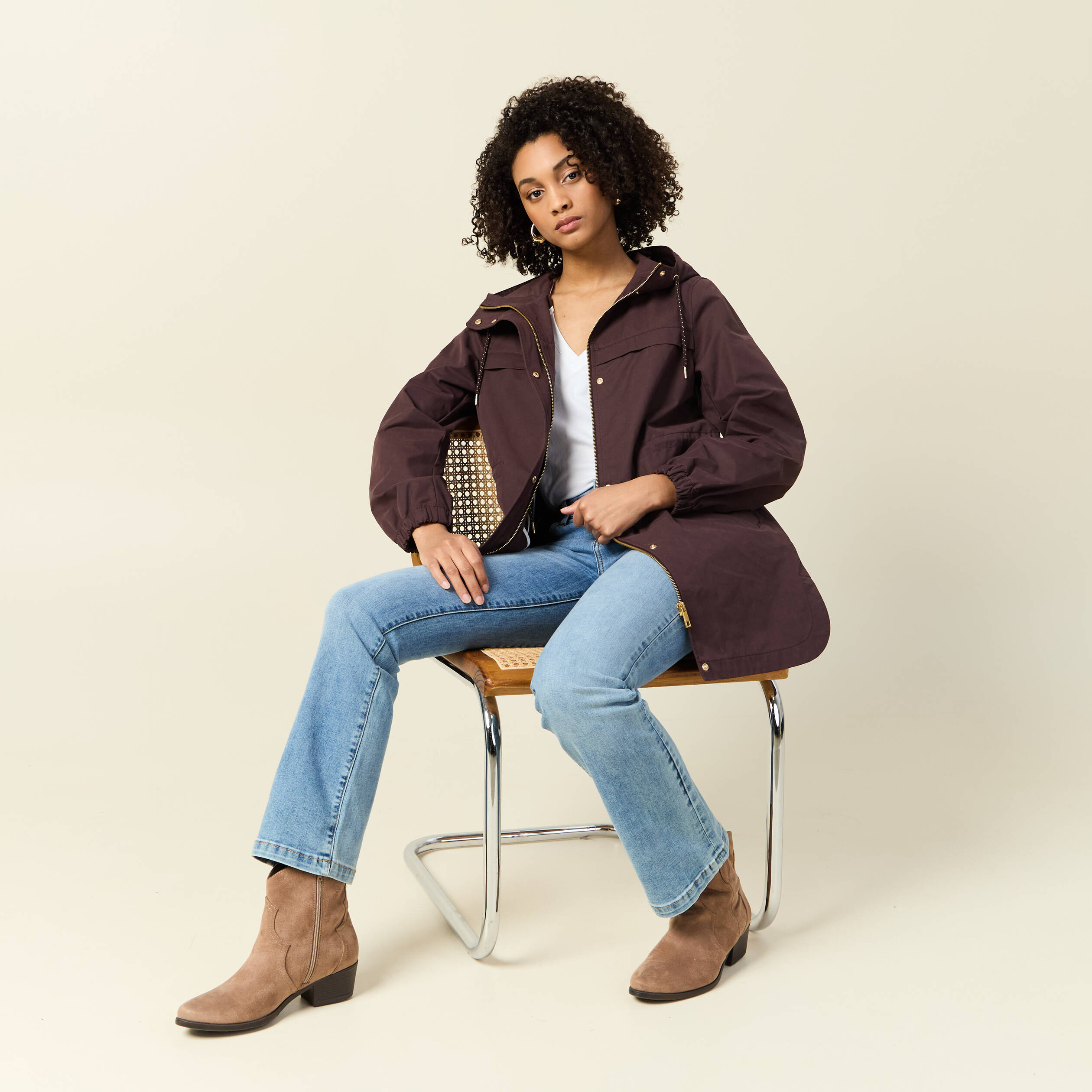 parka longue a capuche marron fonce femme Parka longue à capuche marron foncé femme
