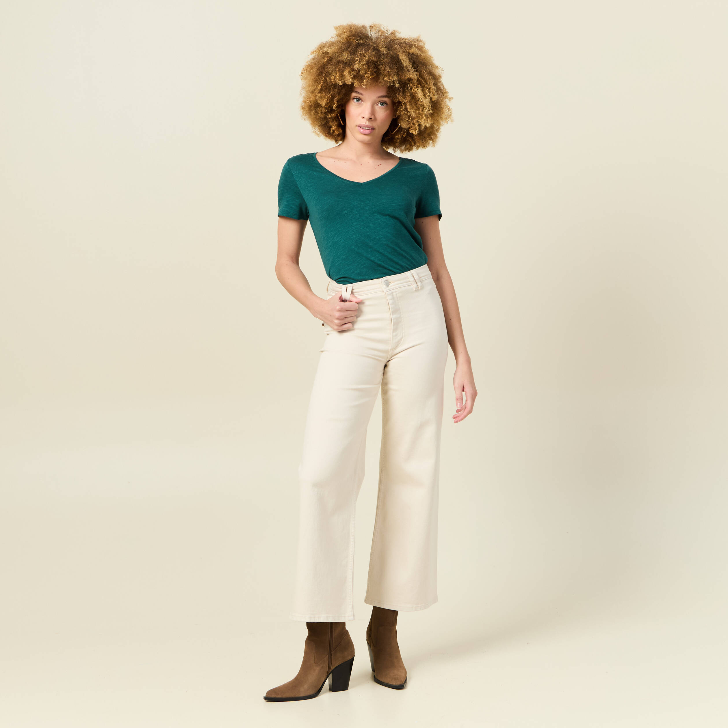 t shirt manches courtes vert canard femme T-shirt manches courtes vert canard femme