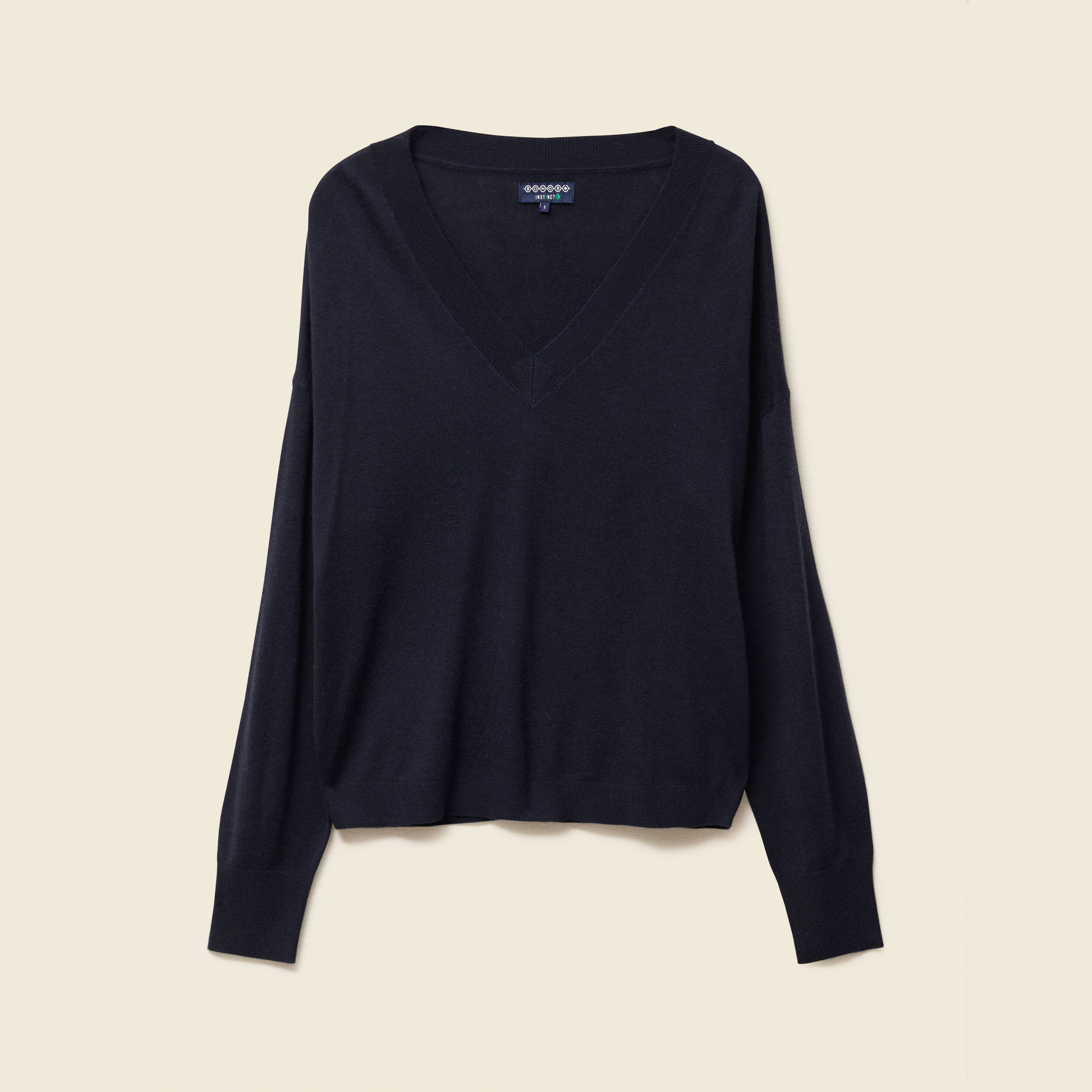 pull fin col v manches longues bleu fonce femme Pull fin col V manches longues bleu foncé femme