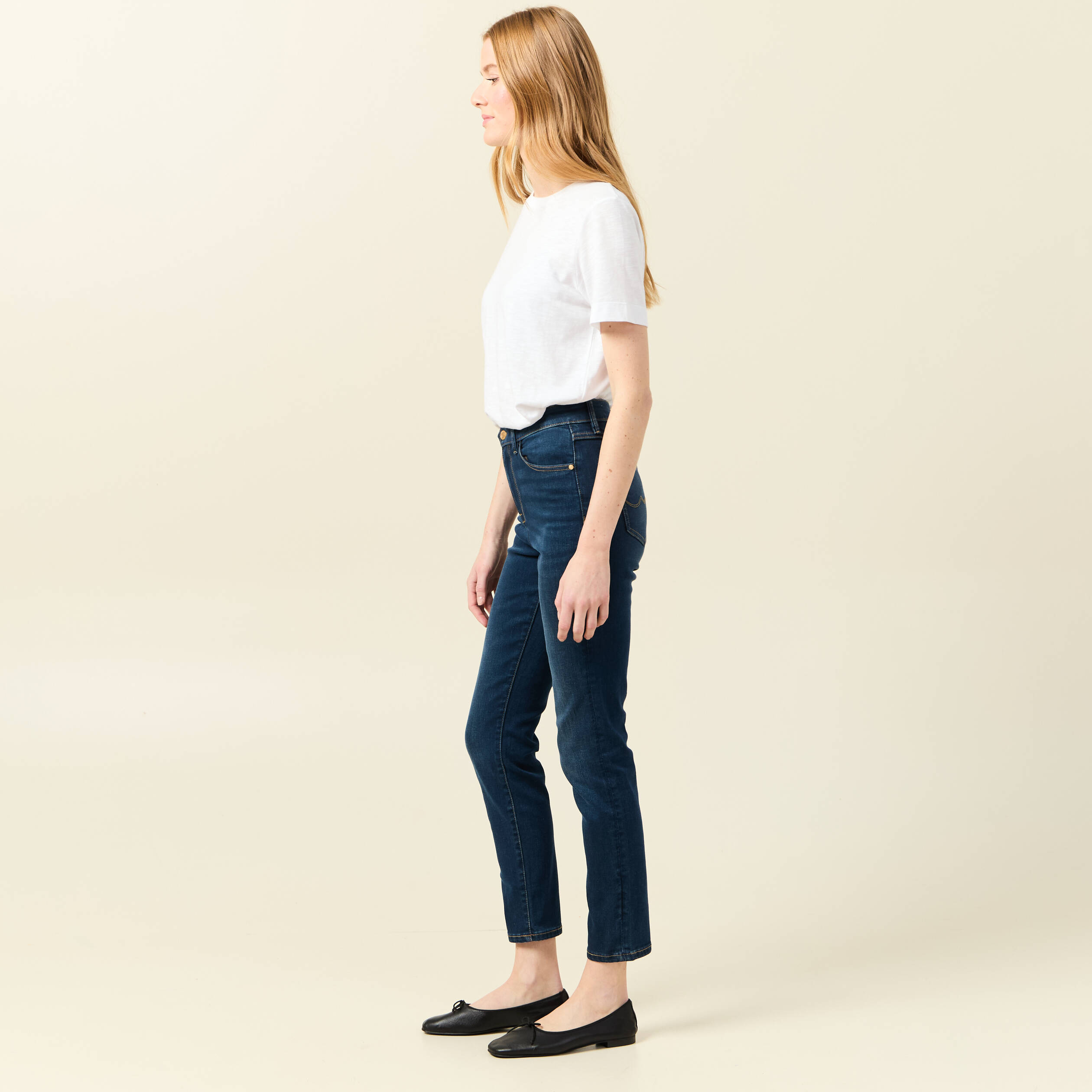 jeans slim taille haute 78eme denim brut femme Jeans slim taille haute 7/8ème denim brut femme