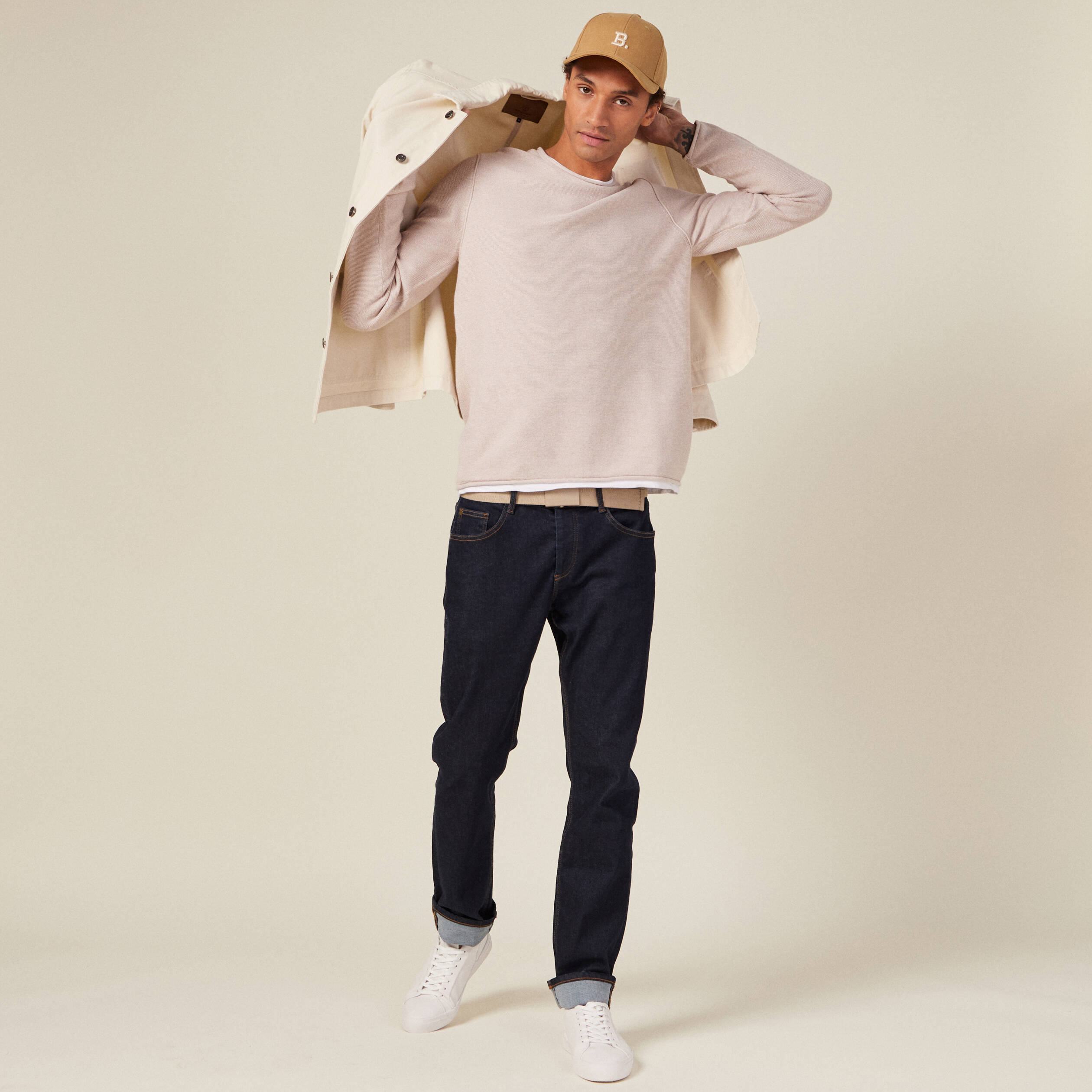 Sweat-shirt Homme à Col Rond - Pull Décontracté Manches Longues Avec Poche, Coupe Moderne (95% Polyester, 5% élasthanne)