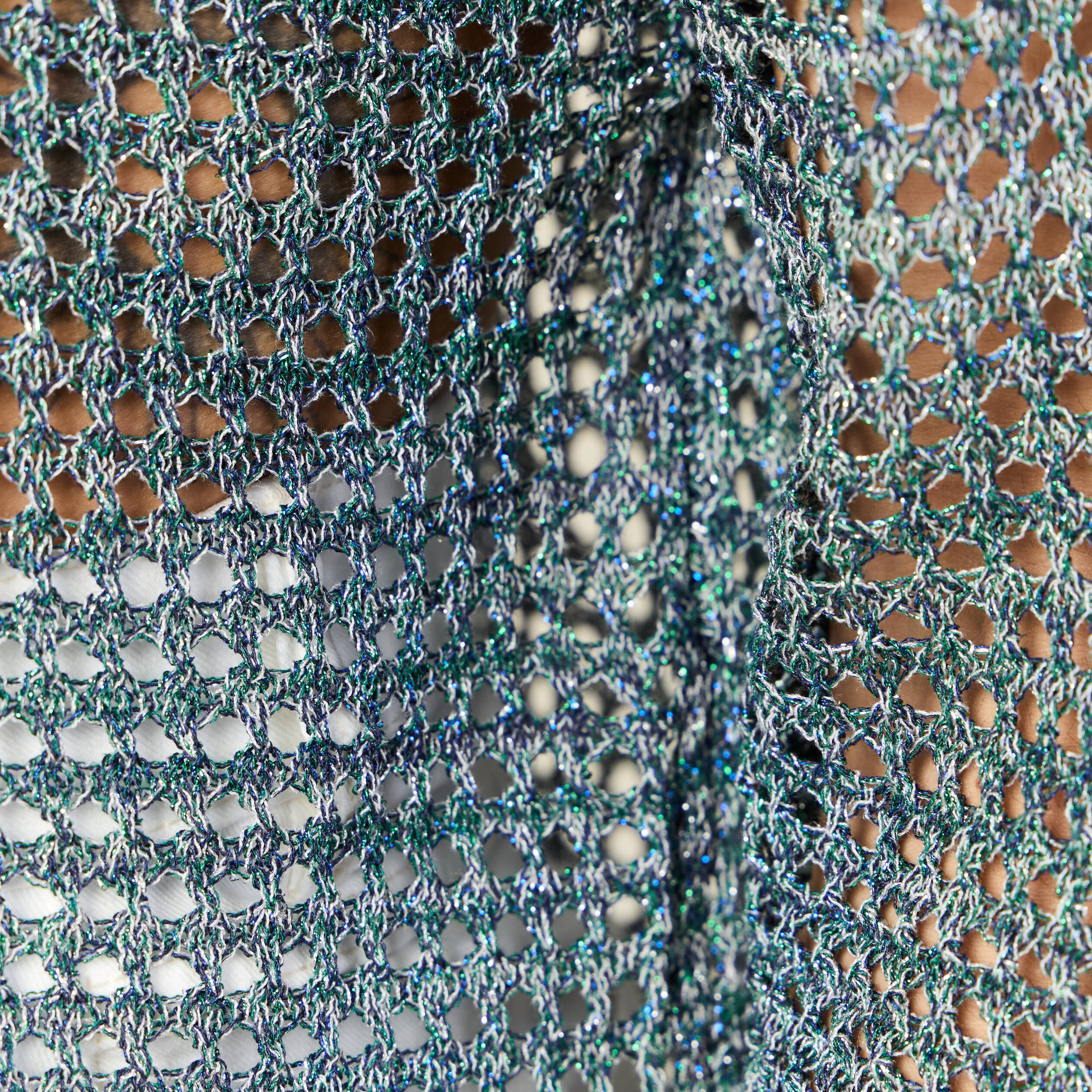 Pull manches courtes ajour&eacute; bleu clair femme