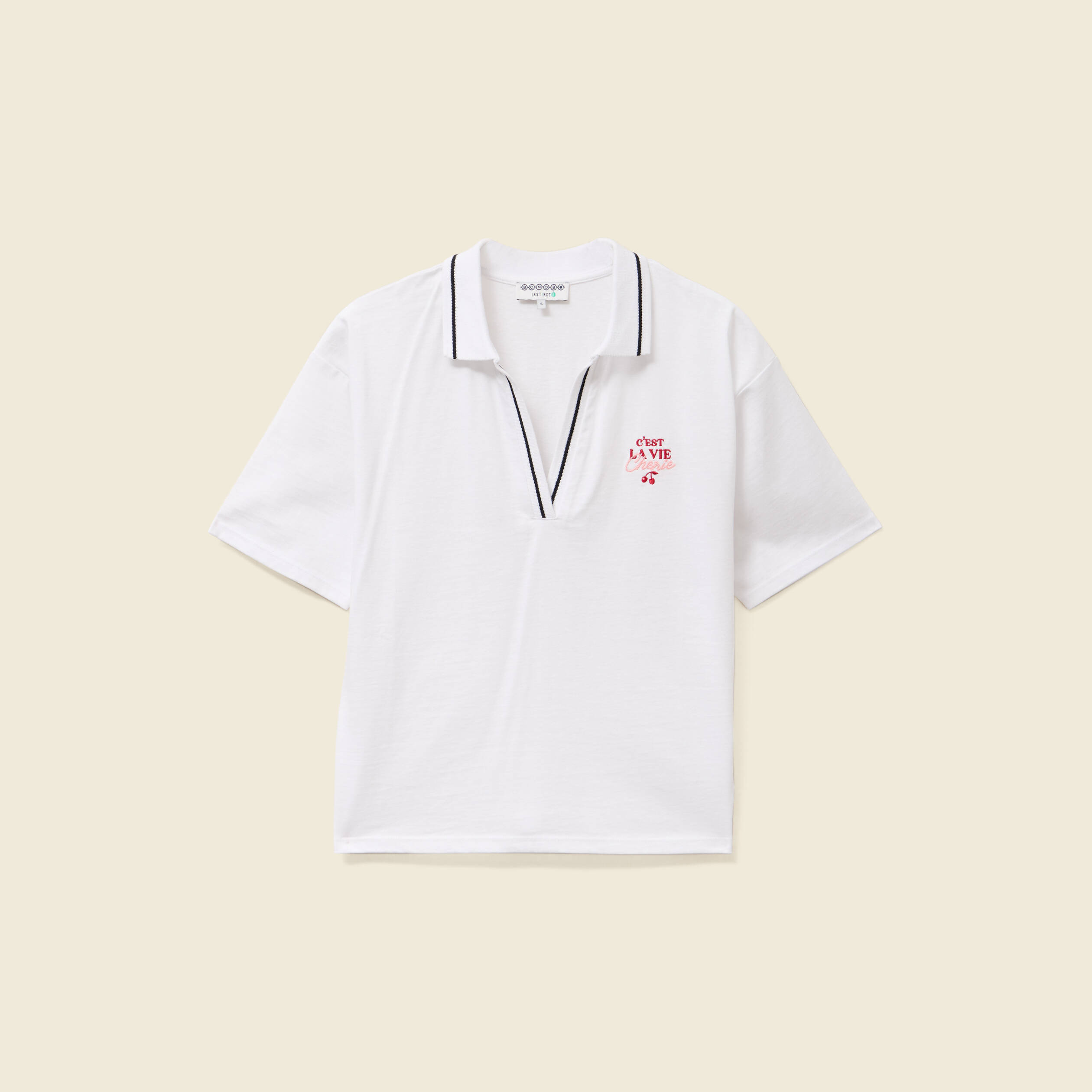 t shirt droit court col v en coton blanc femme T-shirt droit court col V en coton blanc femme