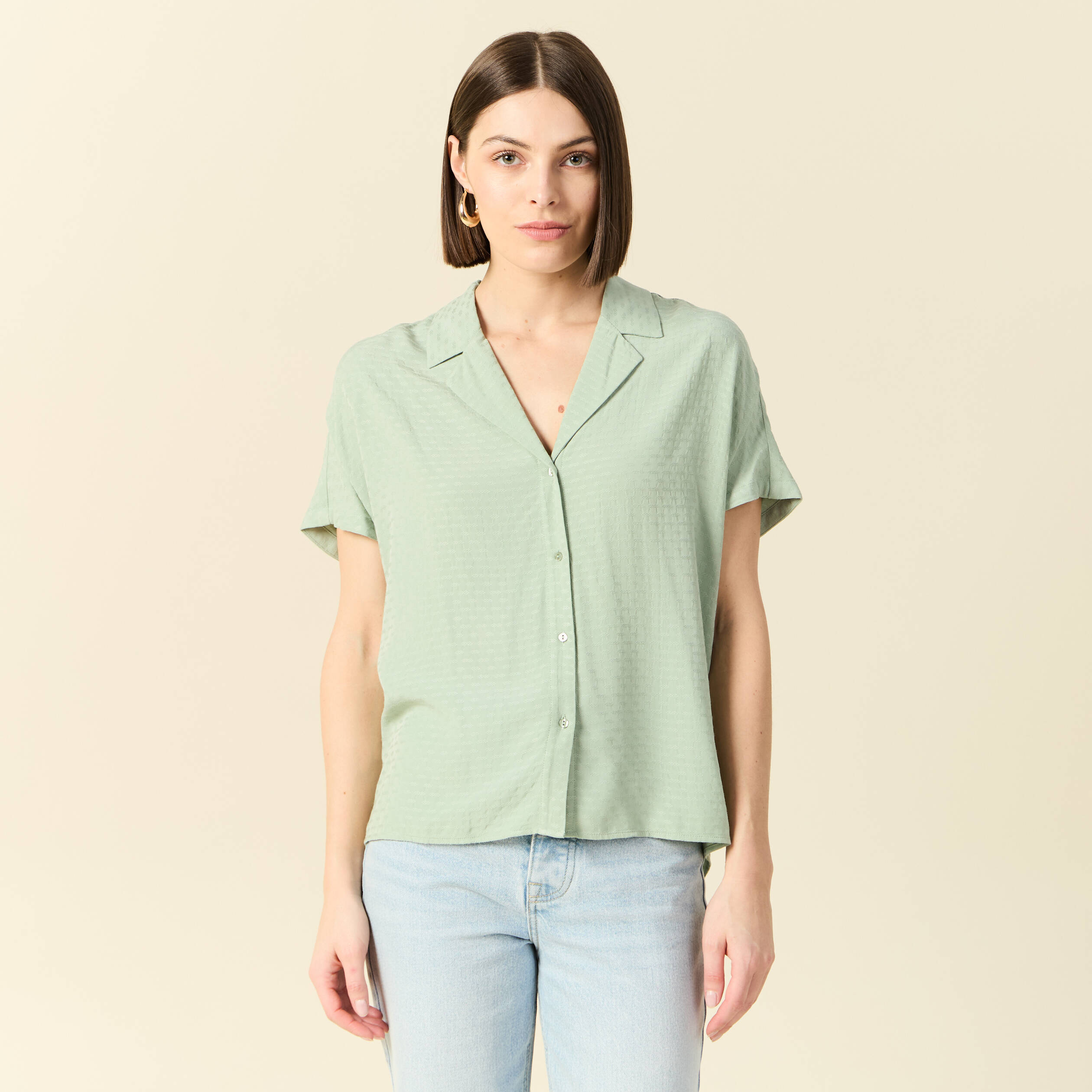chemise manches courtes vert olive femme Chemise manches courtes vert olive femme