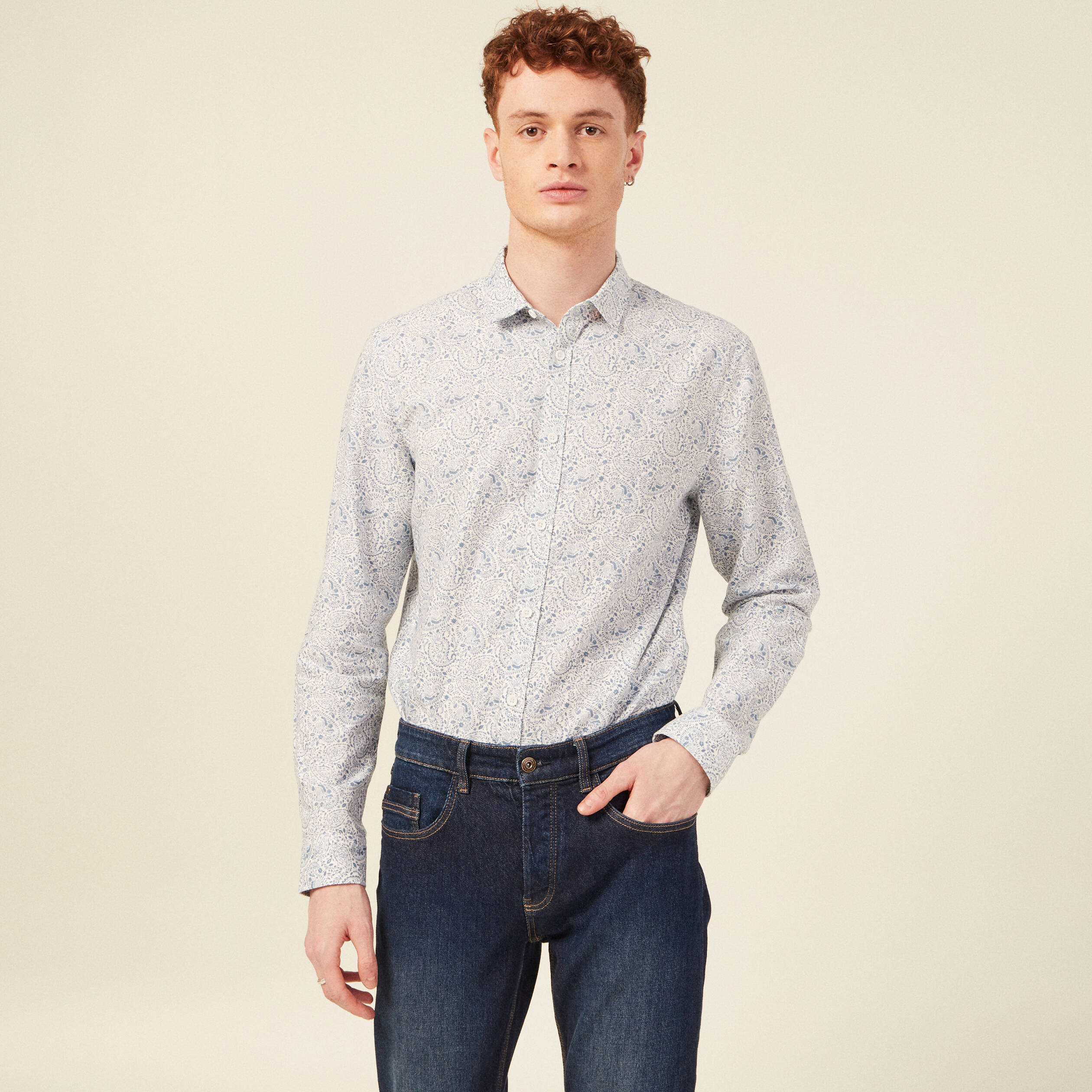 Chemise manches longues bleu homme