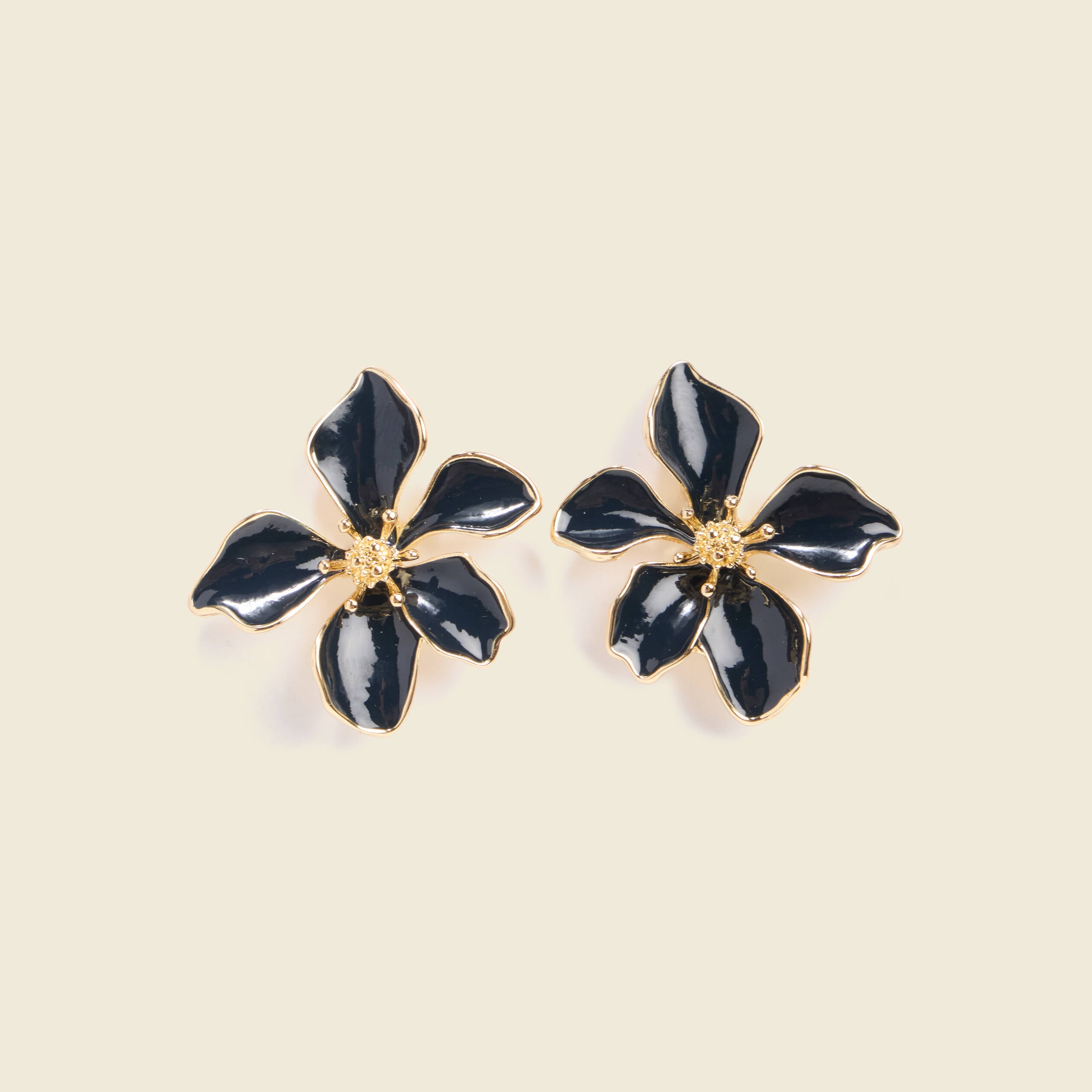 Boucles d'oreilles fleurs bleu canard femme
