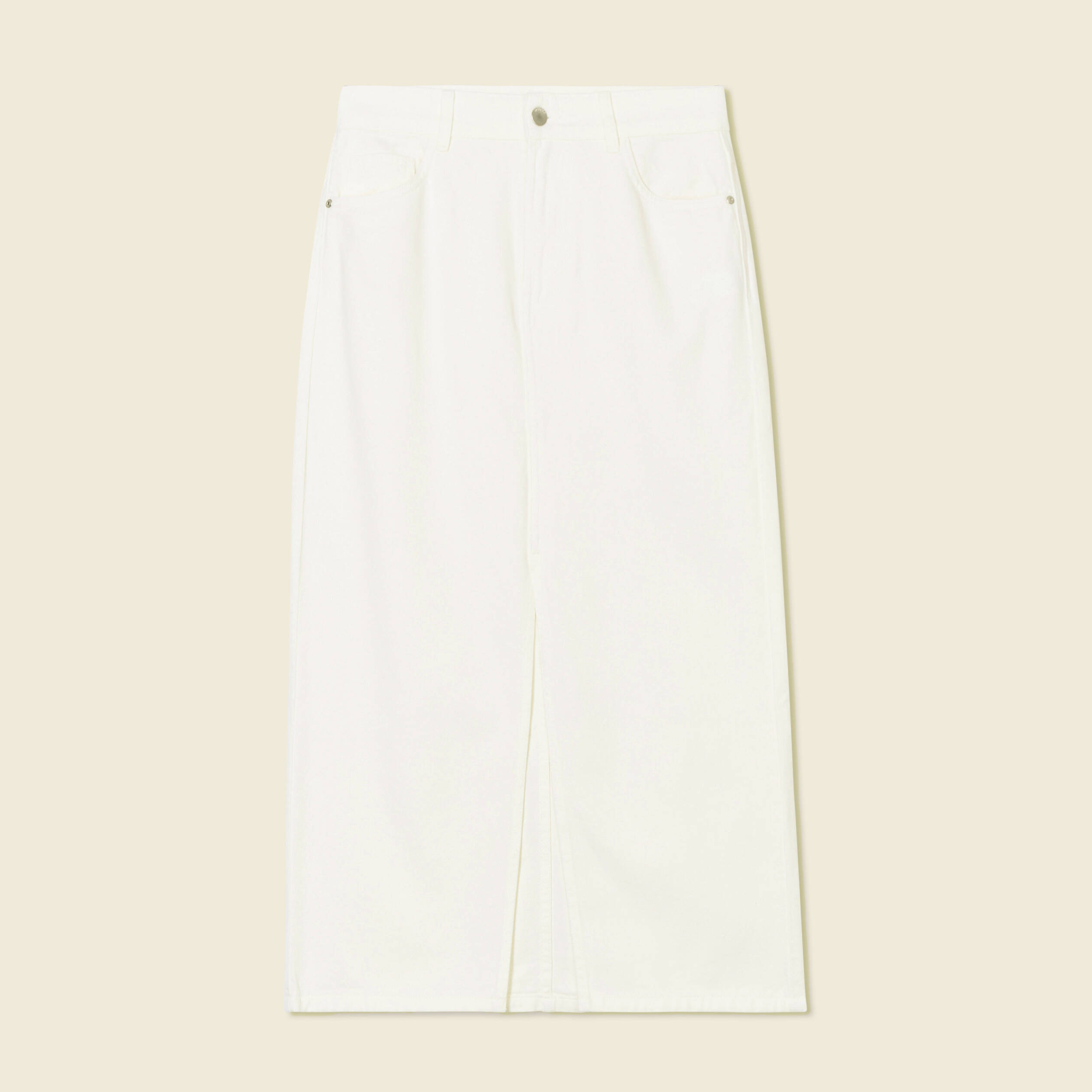 jupe midi fourreau denim blanc femme Jupe midi fourreau denim blanc femme