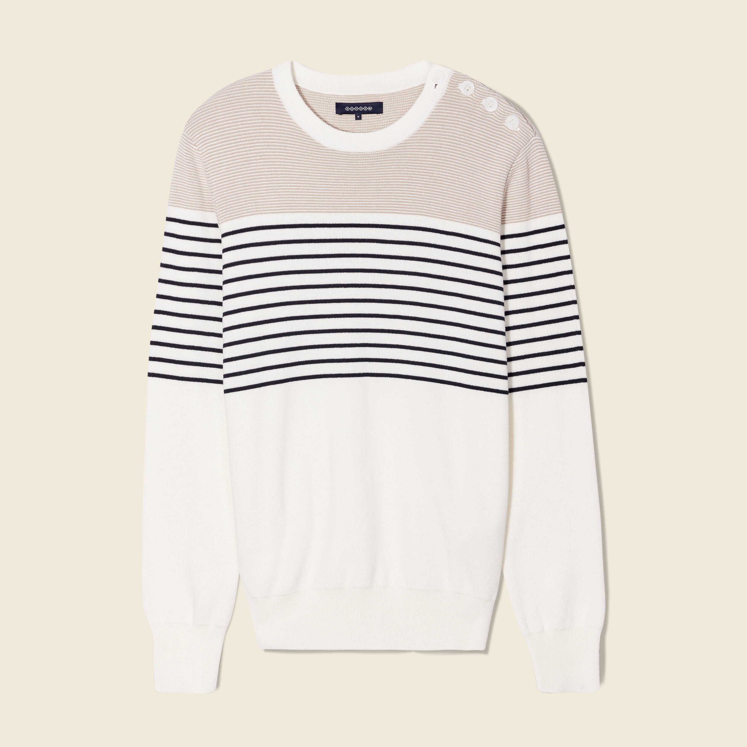 Pull manches longues ecru homme