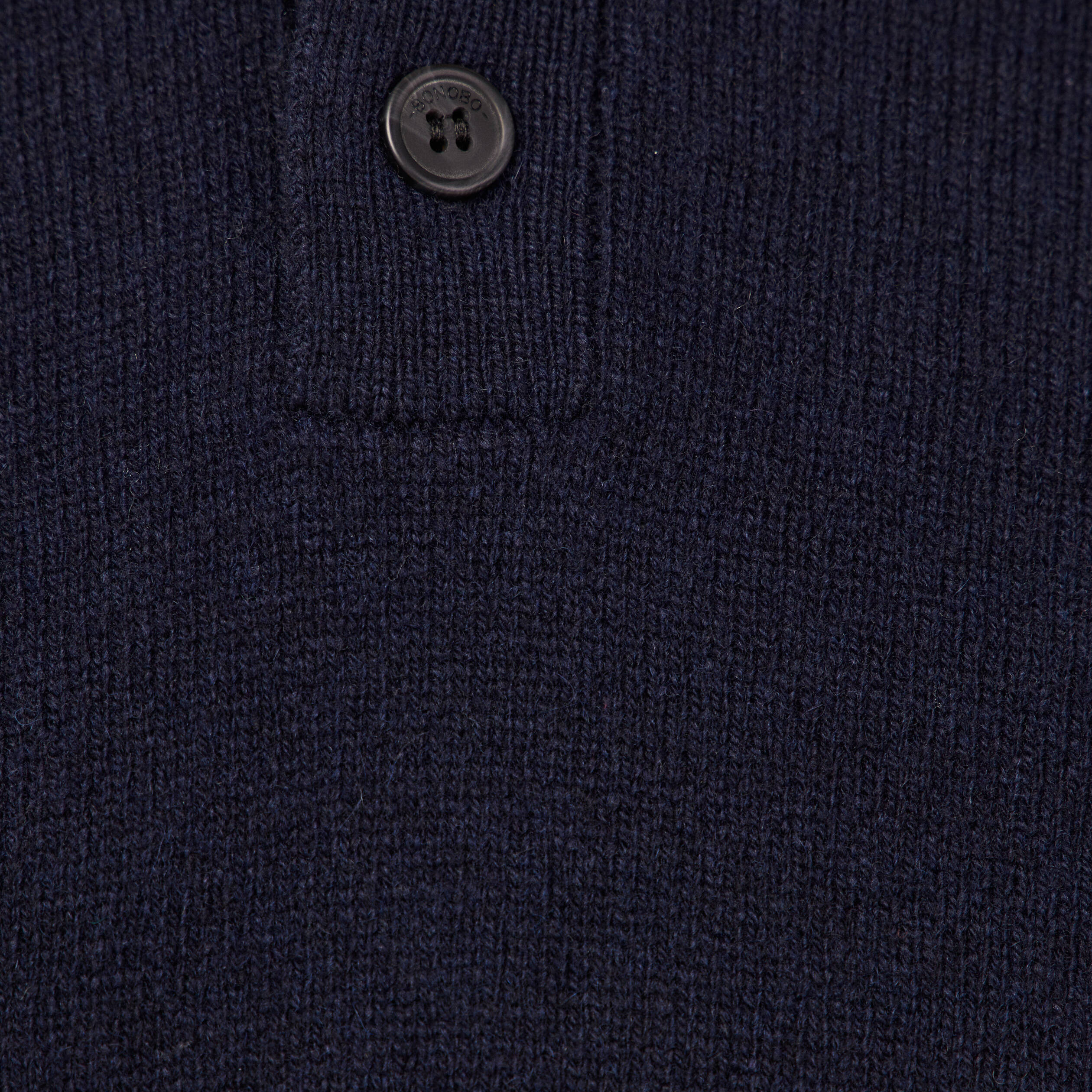 Pull manches longues col polo bleu marine homme
