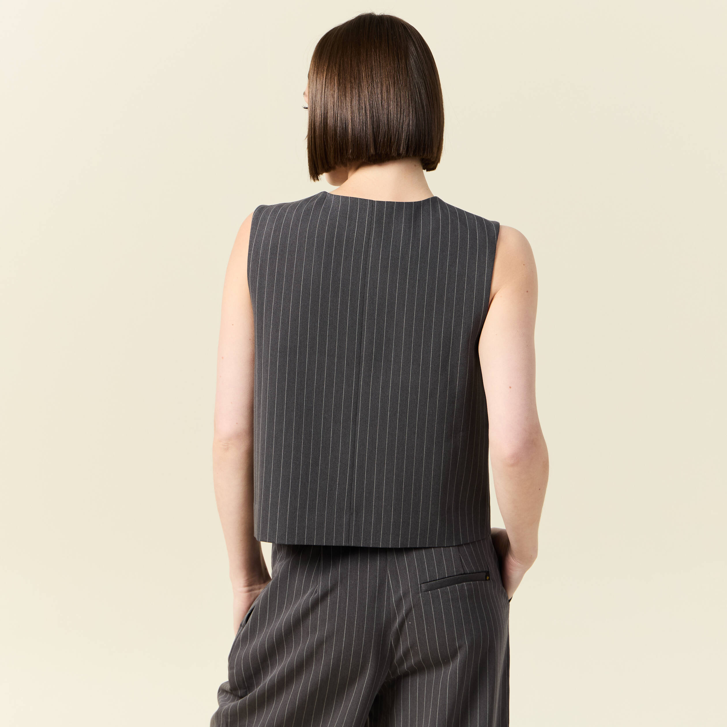 Veston sans manches gris femme