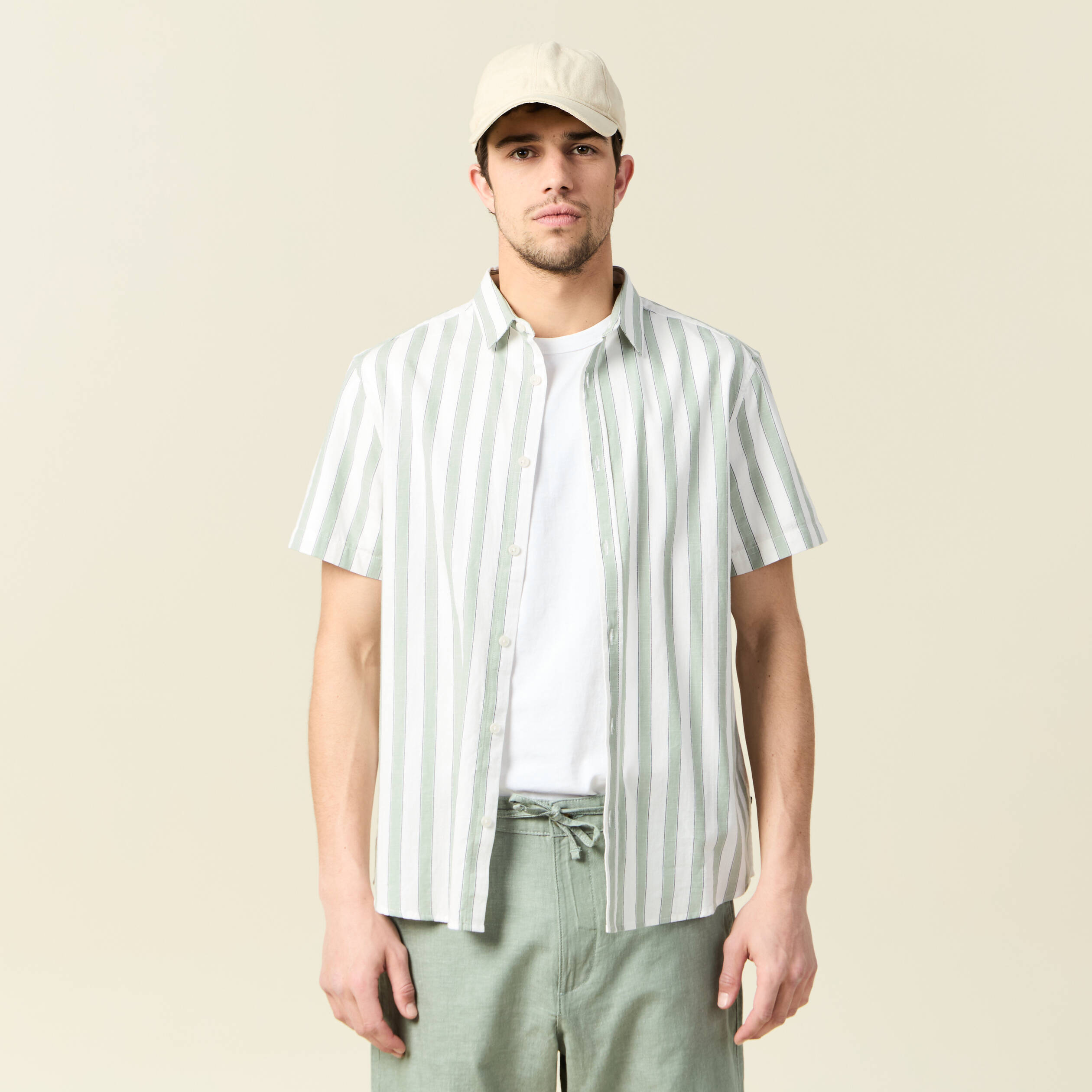 chemise manches courtes vert olive homme Chemise manches courtes vert olive homme