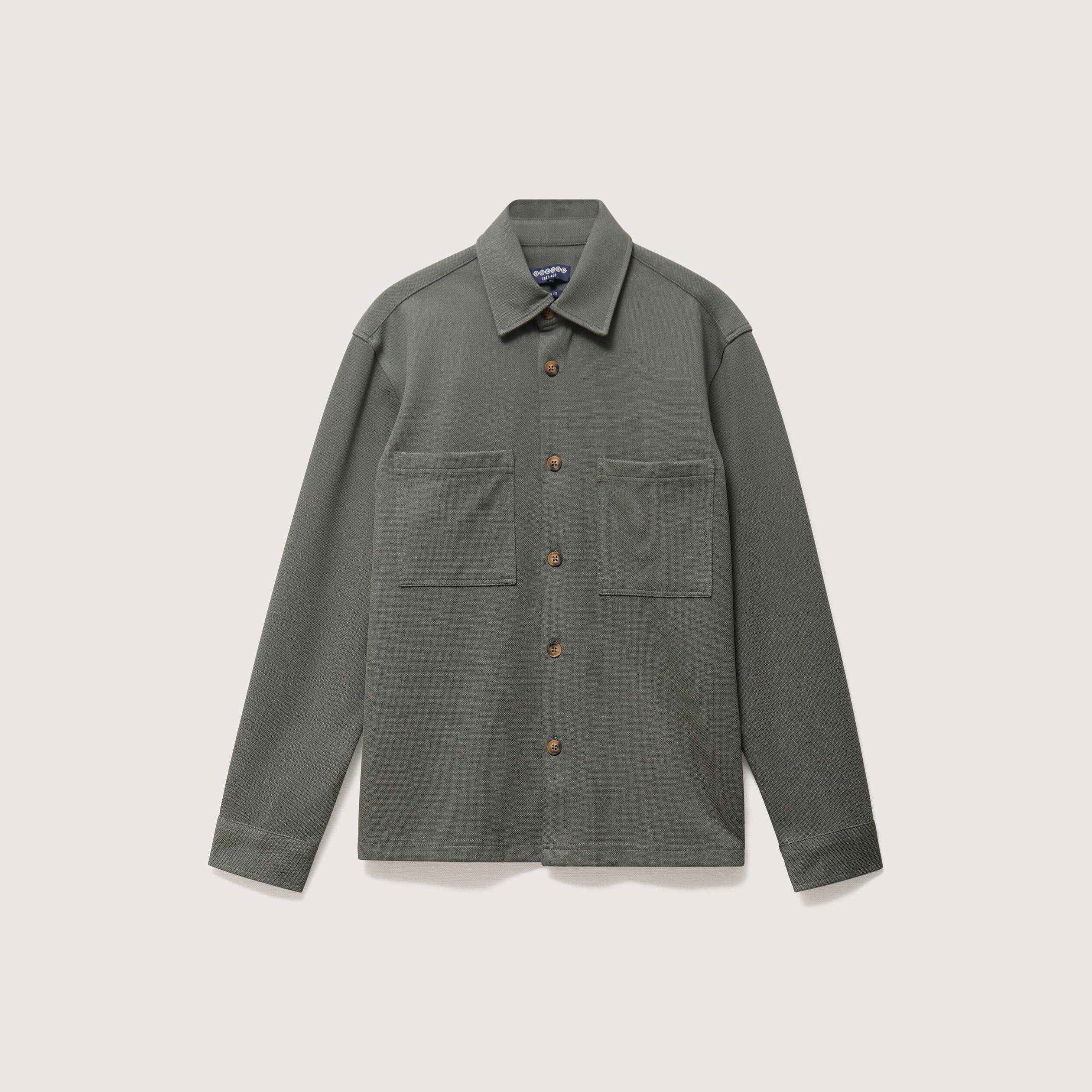 Surchemise droite col am&eacute;ricain vert kaki homme