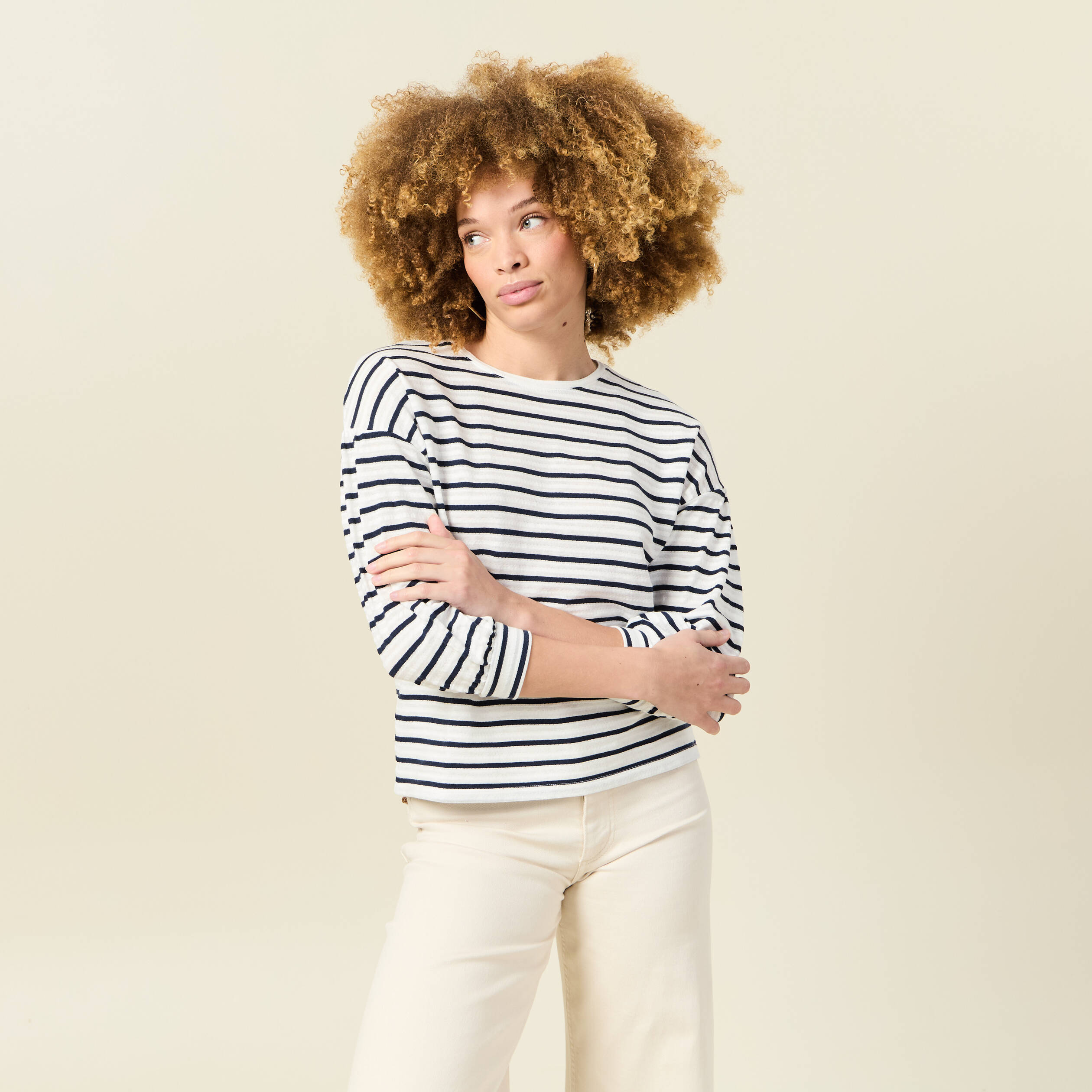 t shirt manches 34 bleu femme T-shirt manches 3/4 bleu femme