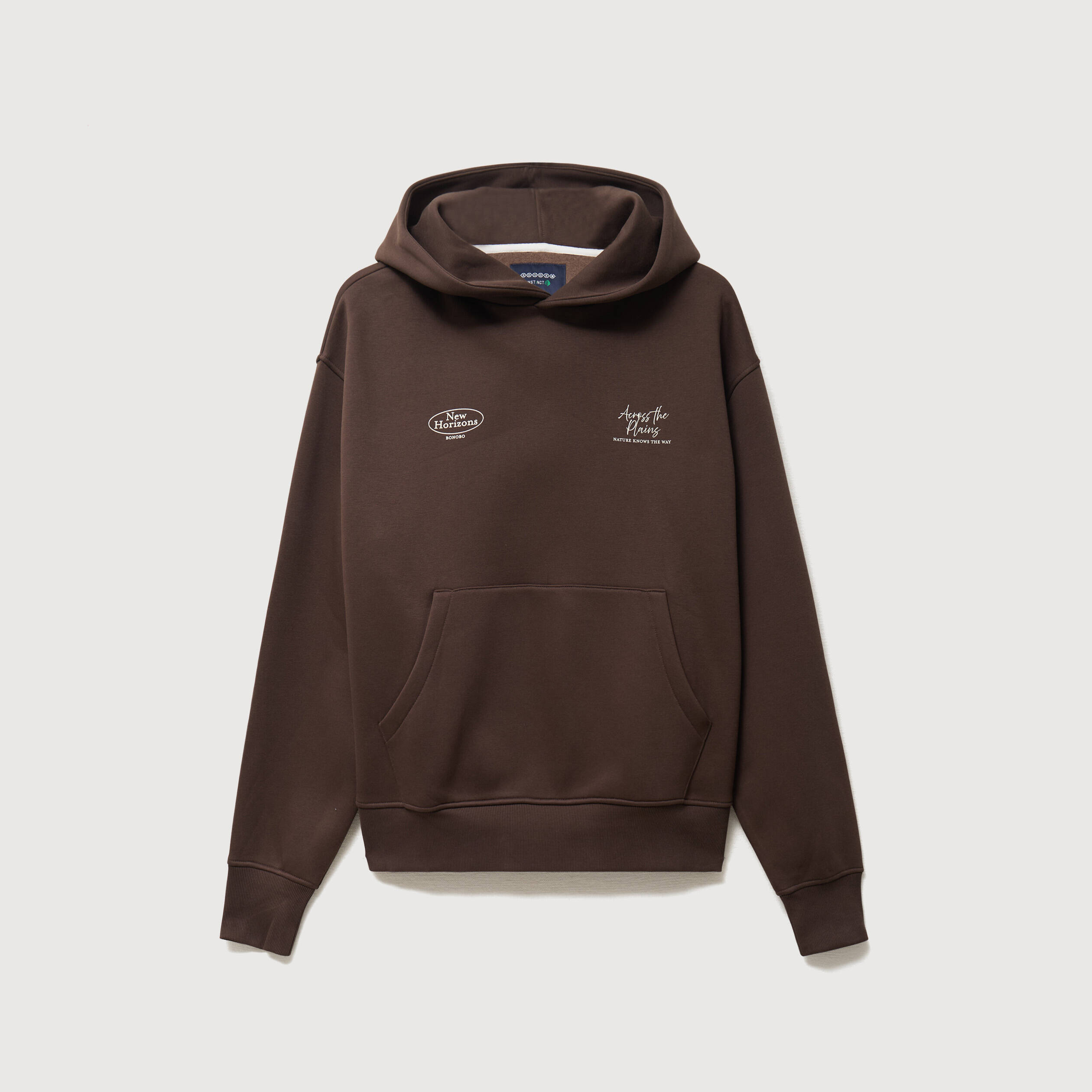 Sweat ample &agrave; capuche manches longues marron fonc&eacute; homme