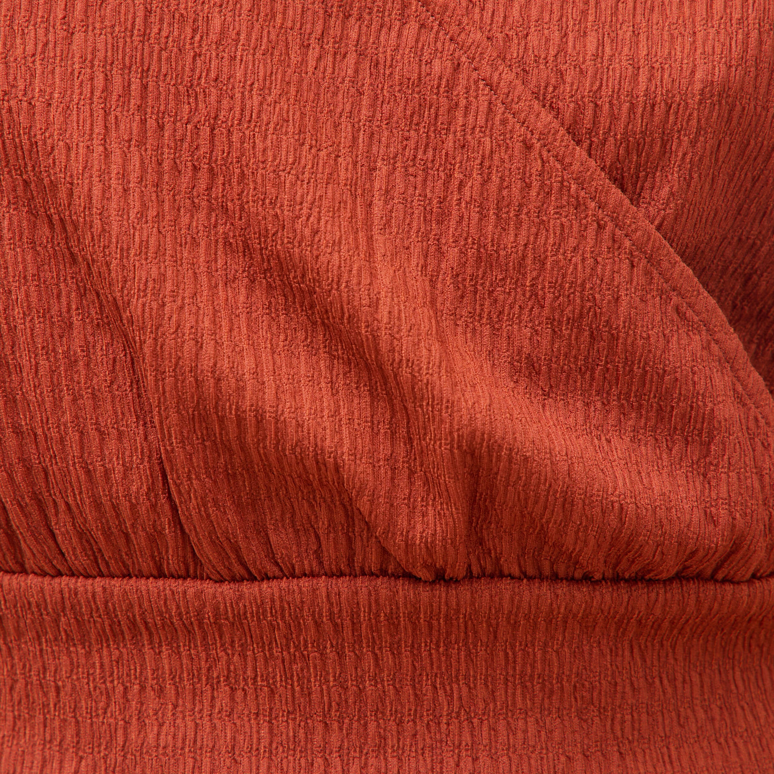 Blouse cropped manches courtes marron cognac femme