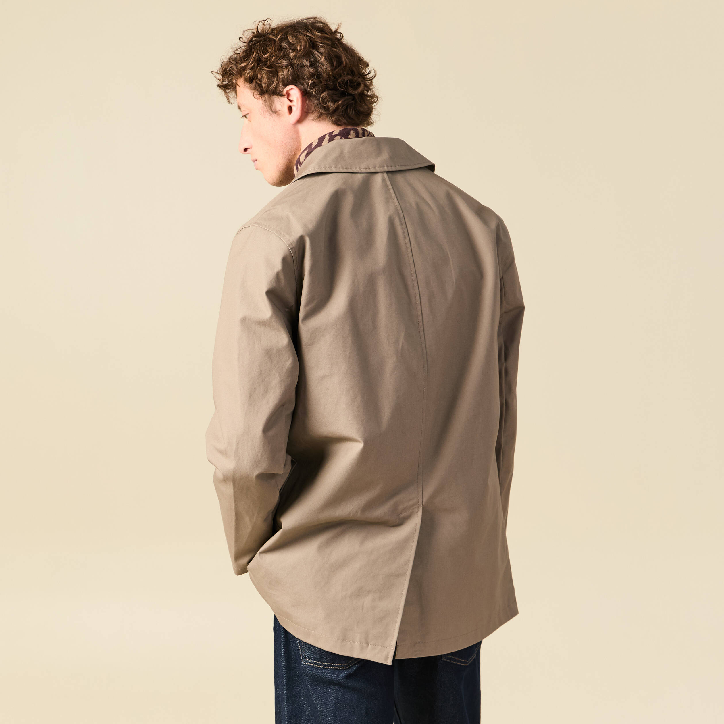 Trench en coton doubl&eacute; taupe homme