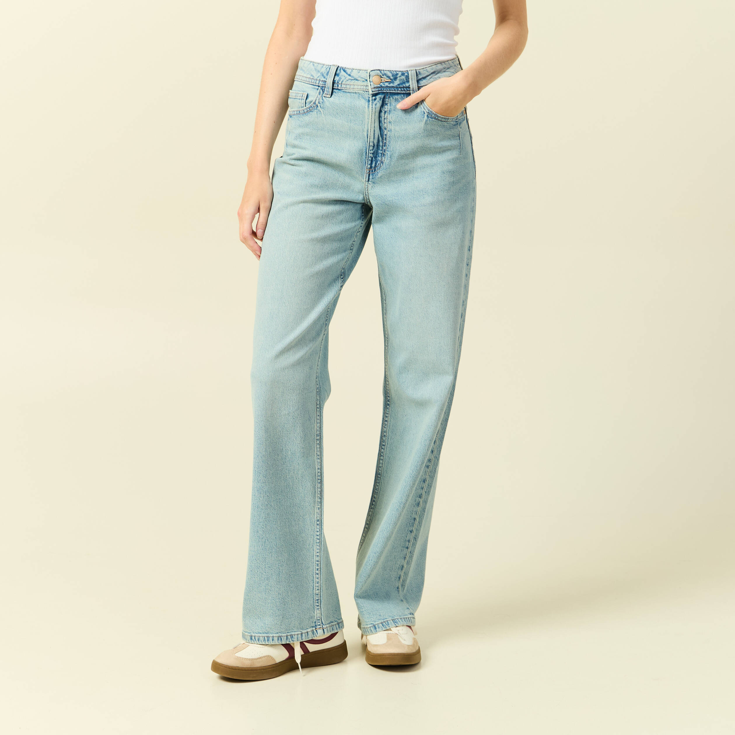 jeans large taille standard bleu femme Jeans large taille standard bleu femme