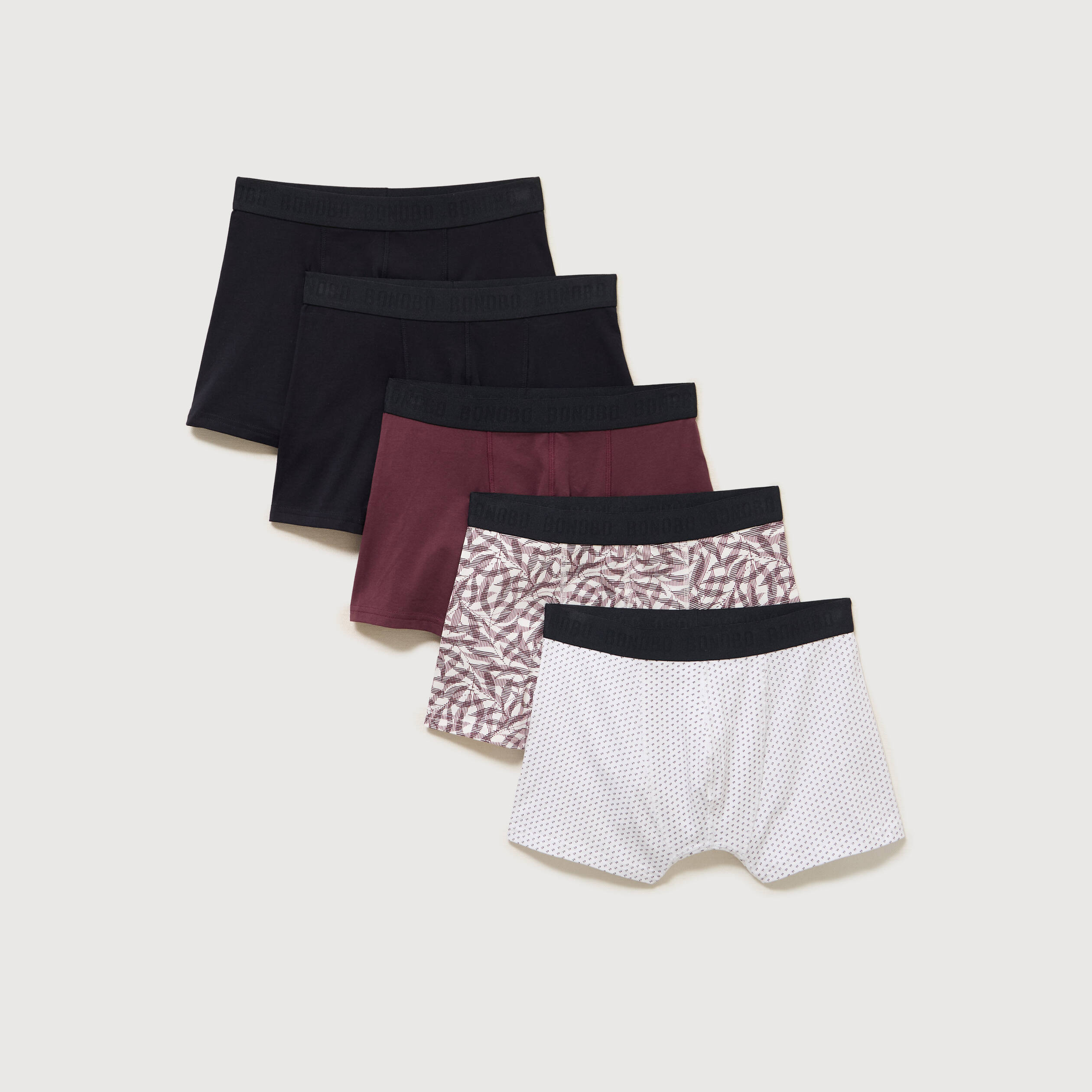 Lot de 5 boxers prune homme