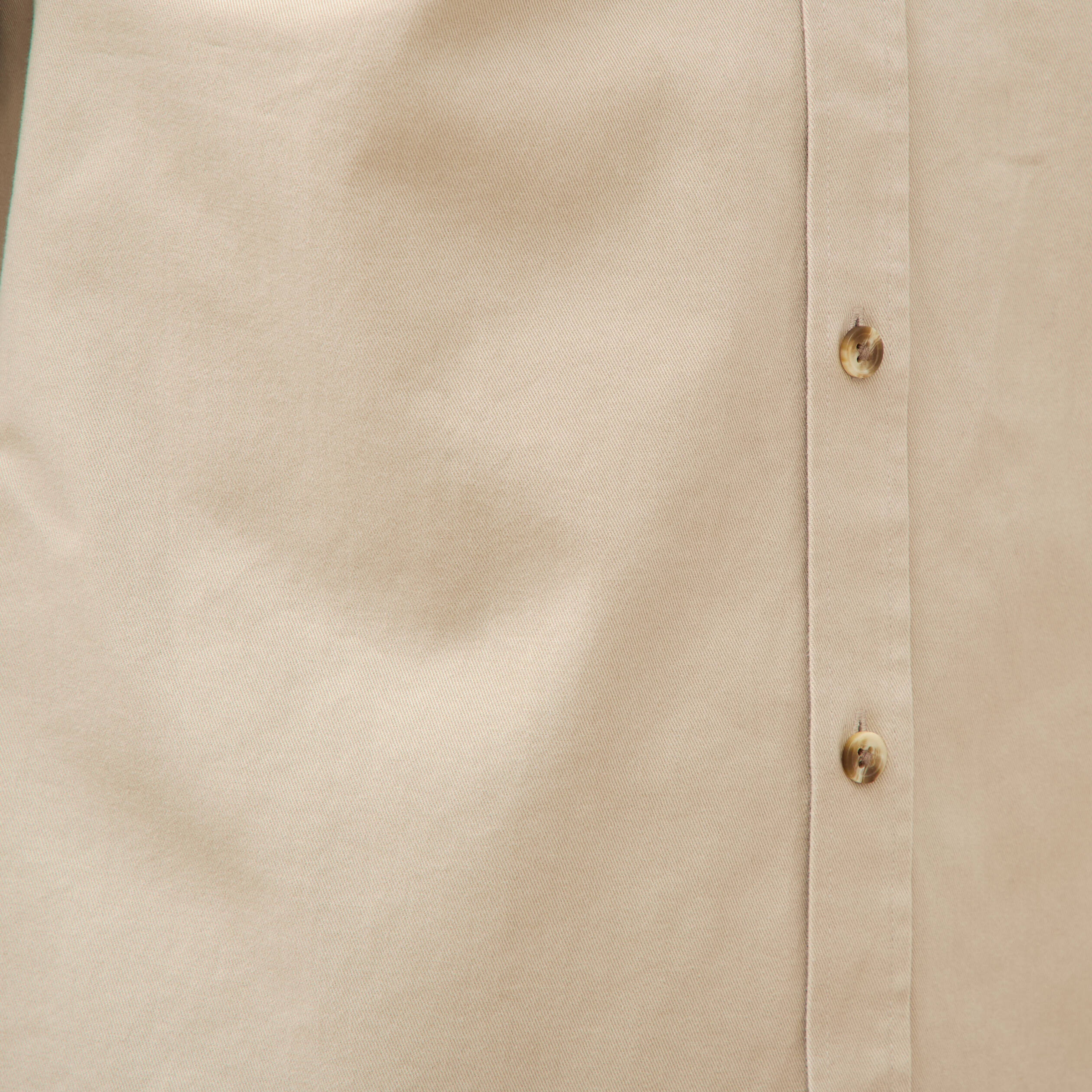 Chemise droite en coton manches longues beige homme