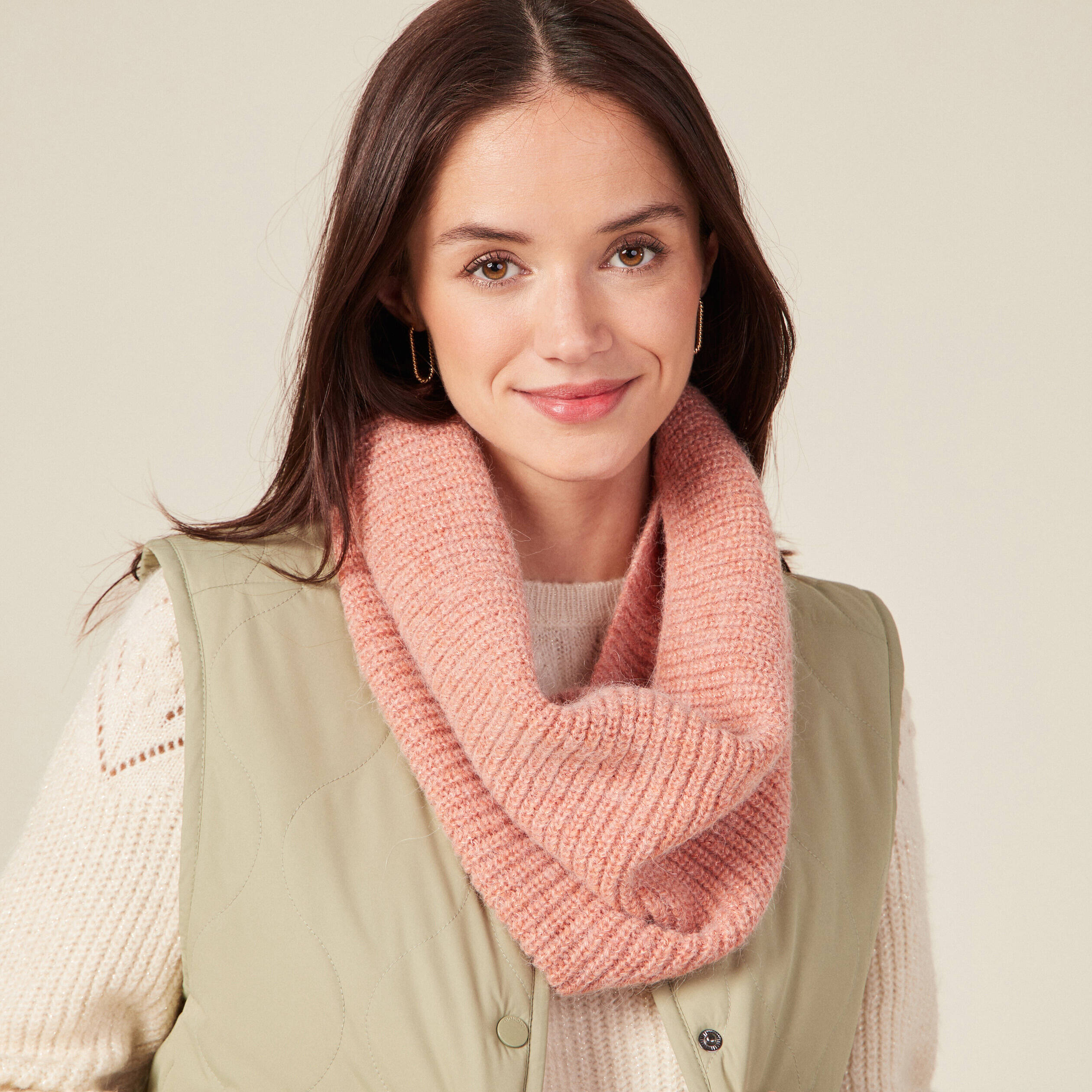 snood tricote fabrique en france orange fonce femme Snood tricoté fabriqué en France orange foncé femme
