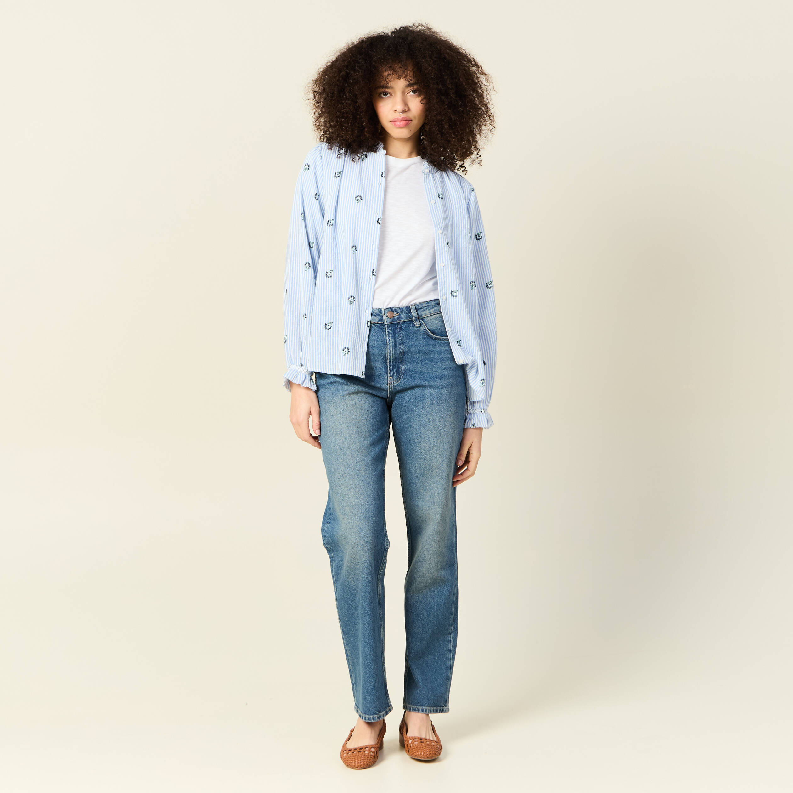 Chemise manches longues blanc femme