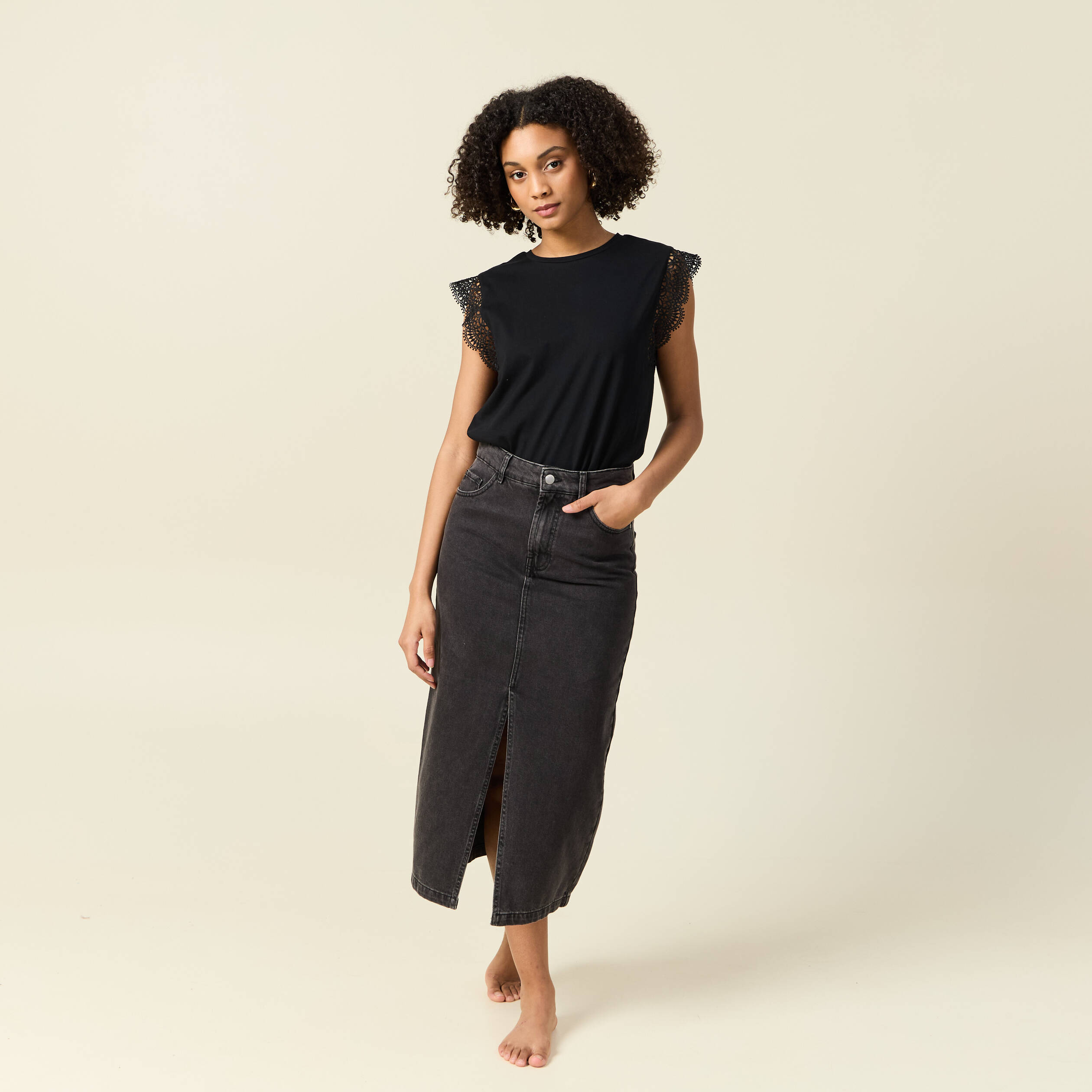t shirt manches courtes noir femme T-shirt manches courtes noir femme