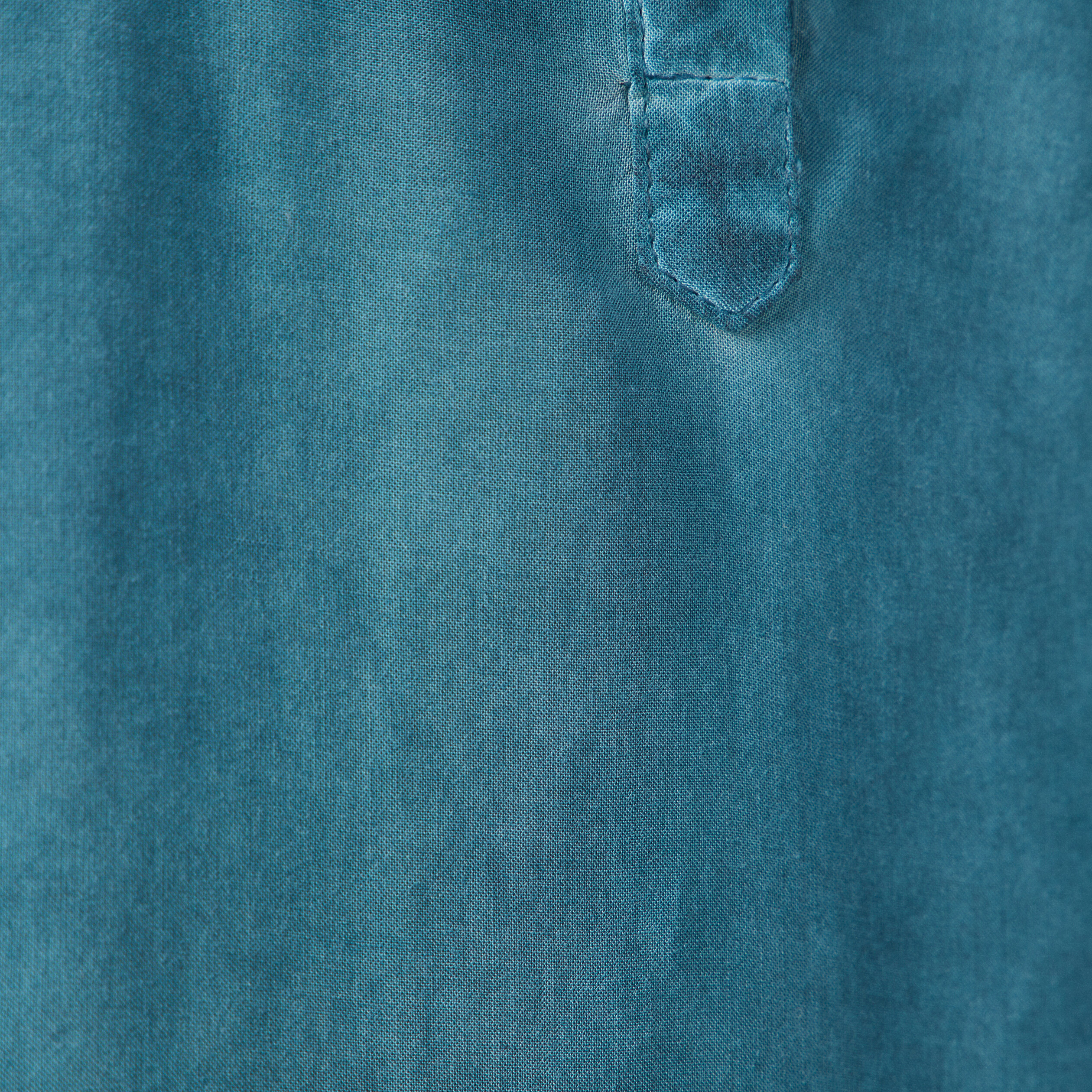 Blouse manches longues poches bleu pétrole femme