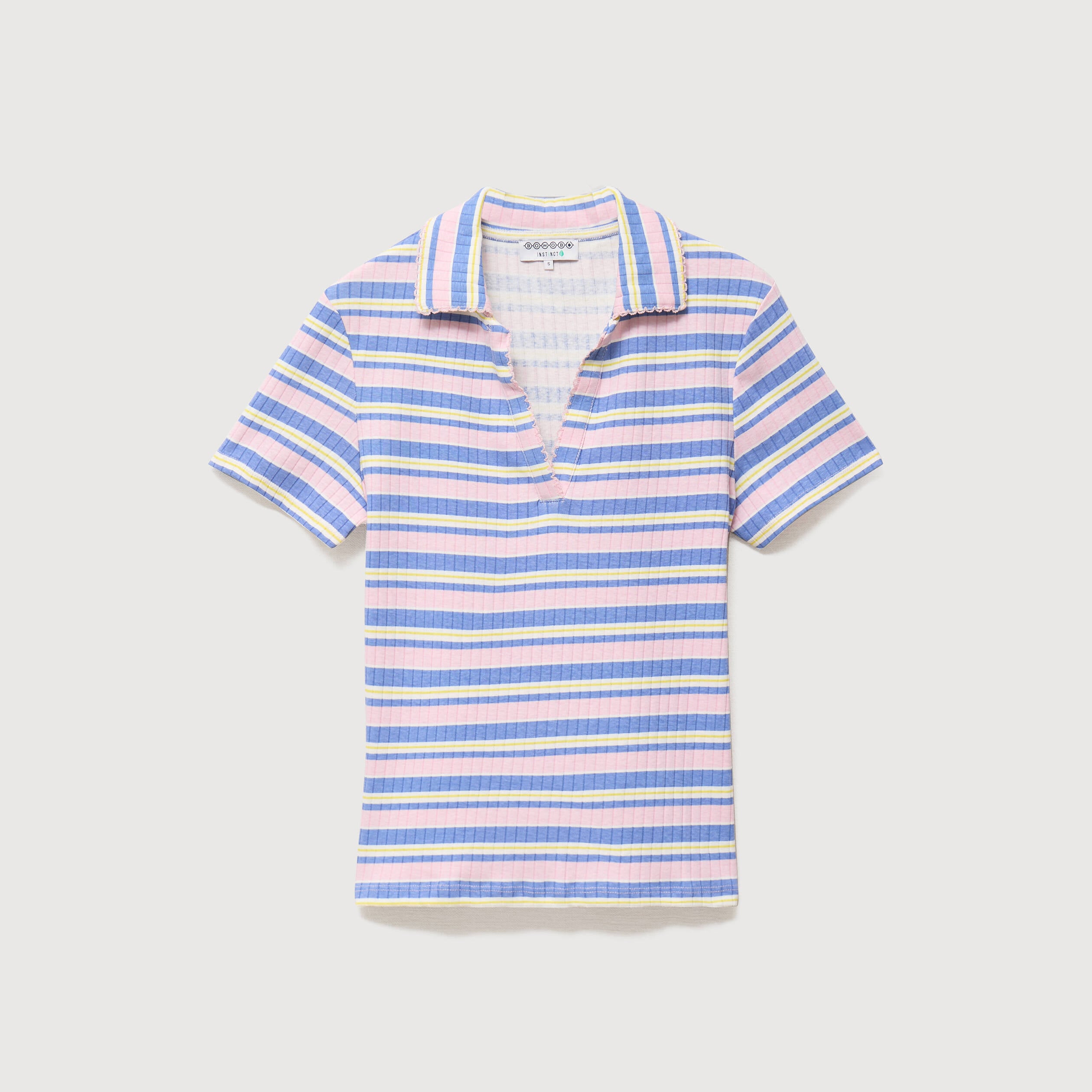 T-shirt polo ajust&eacute; c&ocirc;tel&eacute; en coton rose femme