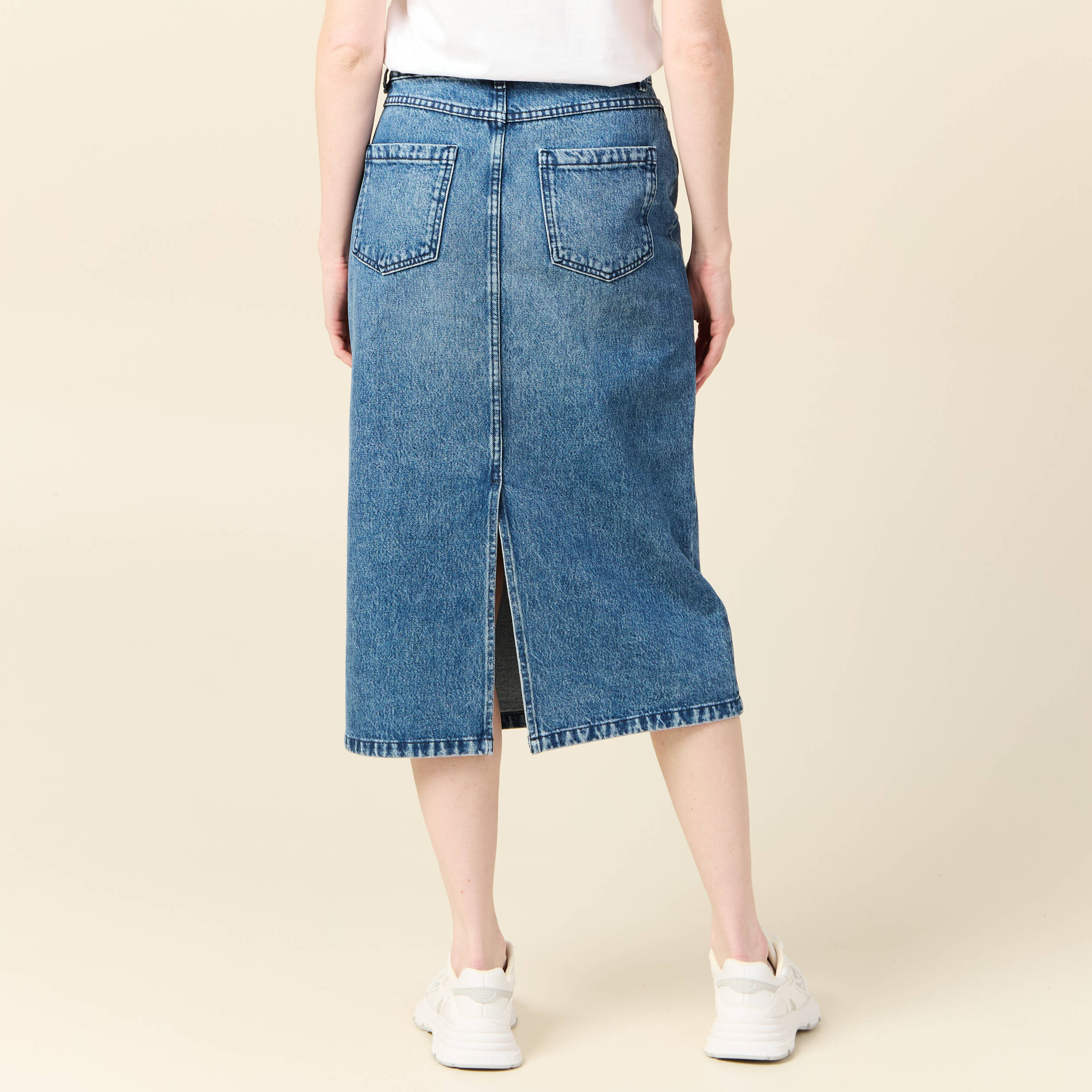 jupe midi crayon en jean denim used femme Jupe midi crayon en jean denim used femme