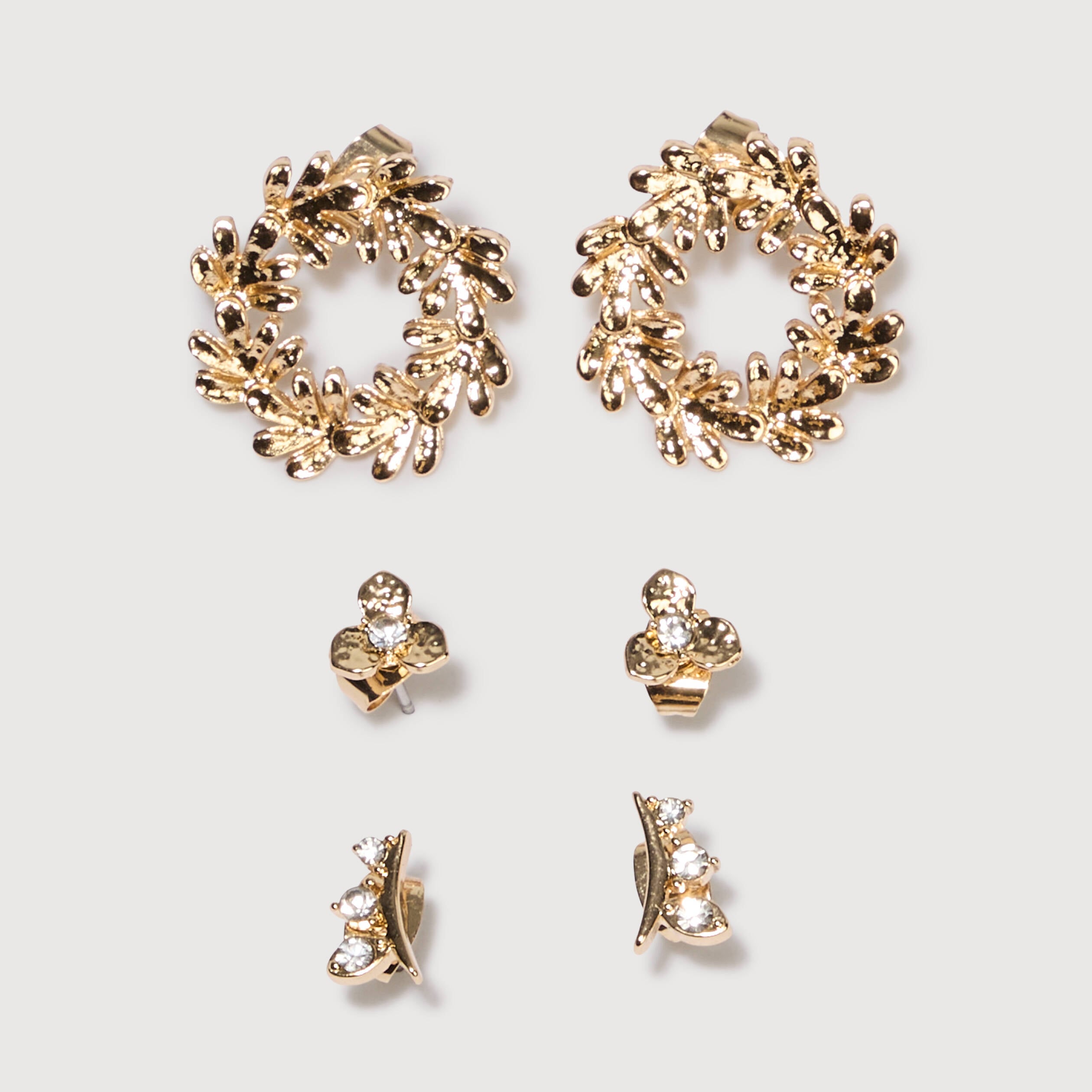 Lot de 3 paires de boucles d'oreilles couleur or femme