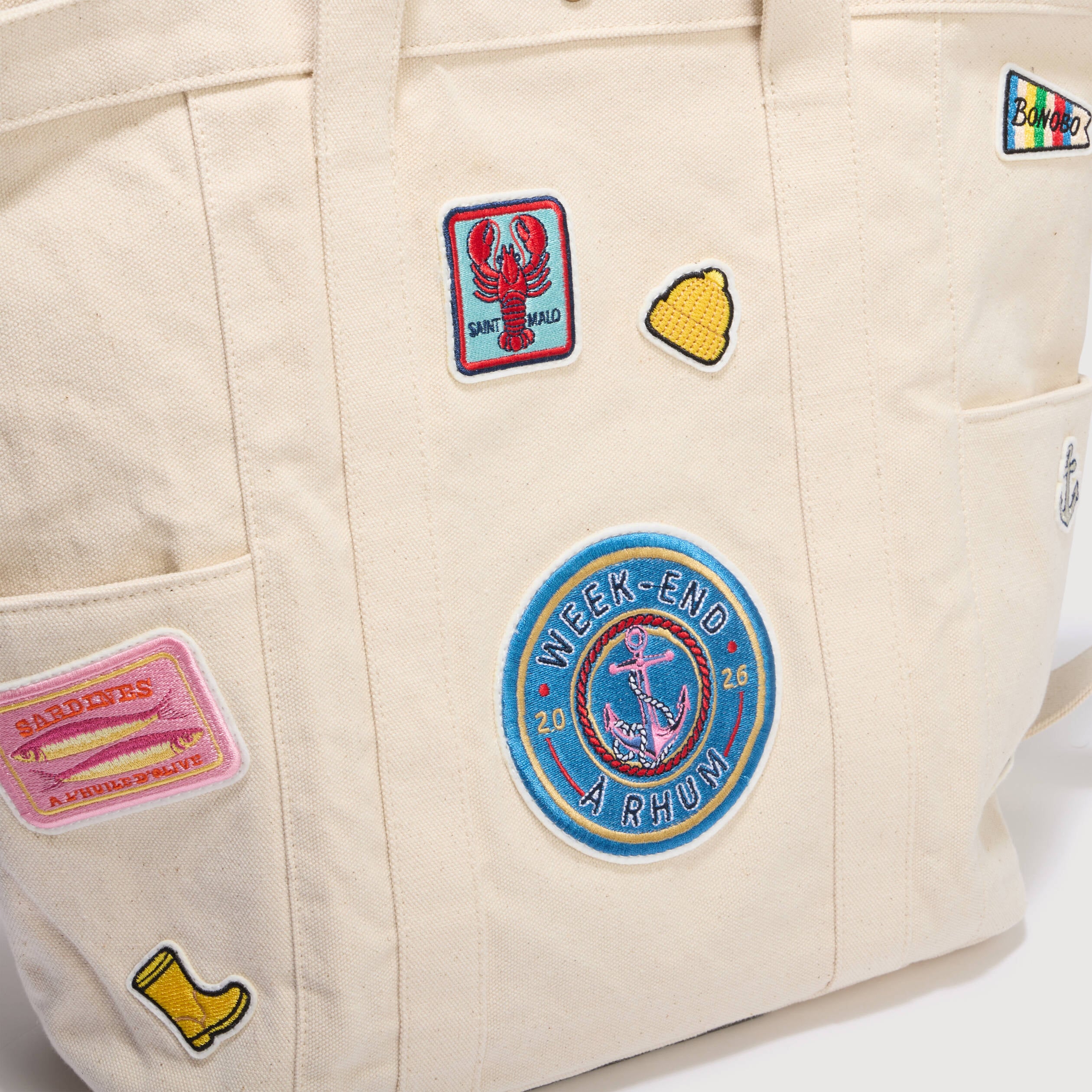 Sac bandouli&egrave;re en coton doubl&eacute; multicolore femme