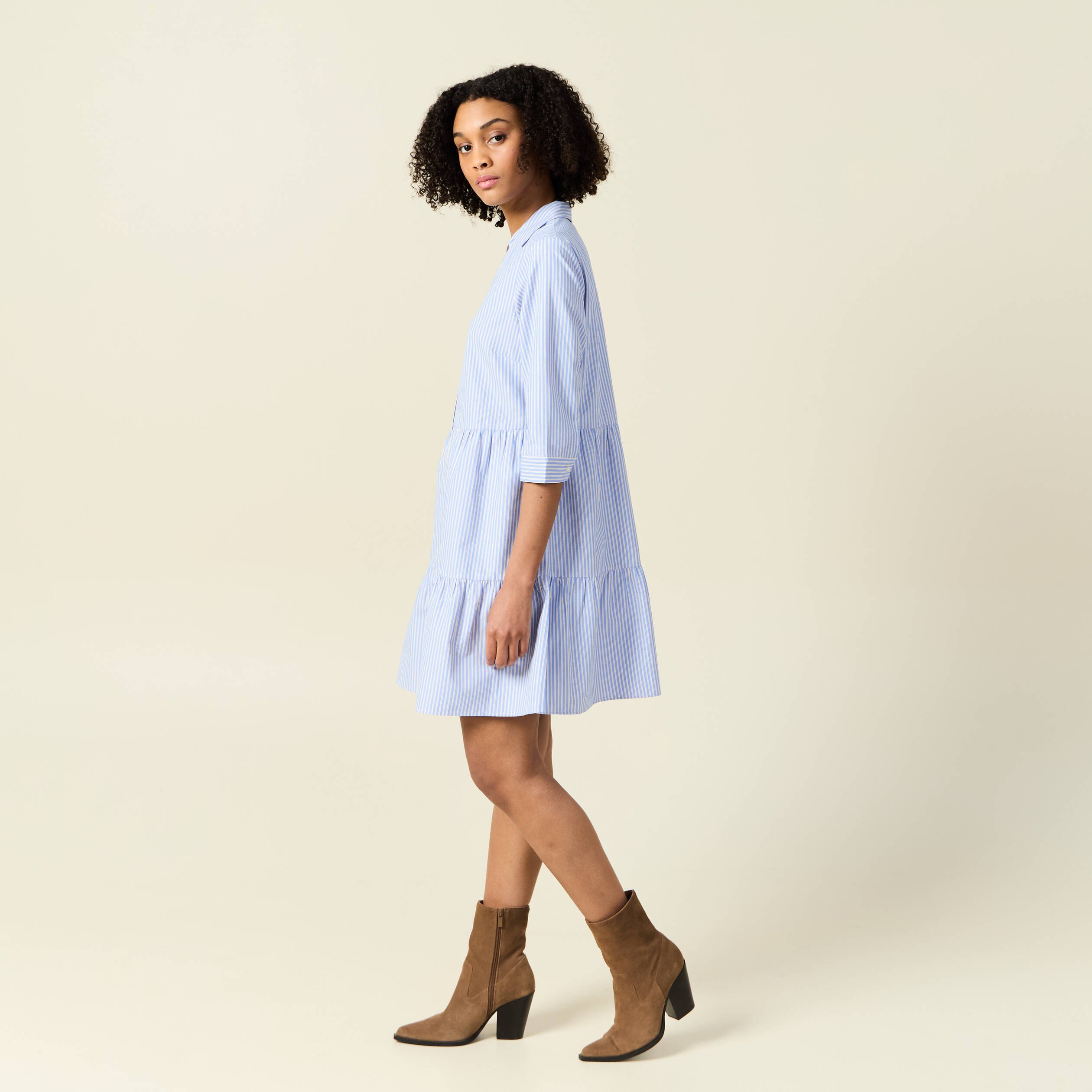 robe trapeze manches 34 bleu ciel femme Robe trapèze manches 3/4 bleu ciel femme