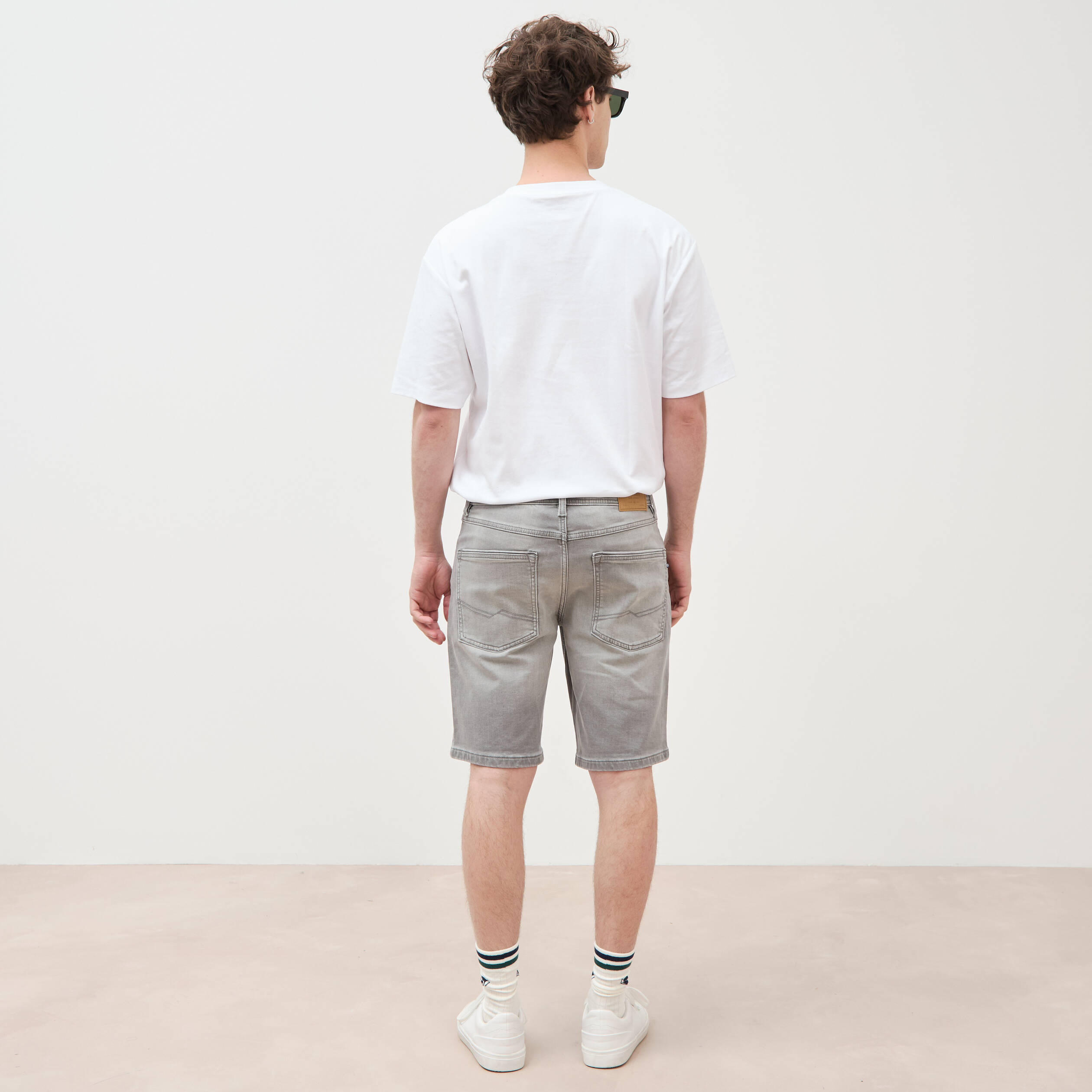 Bermuda en jeans denim gris homme