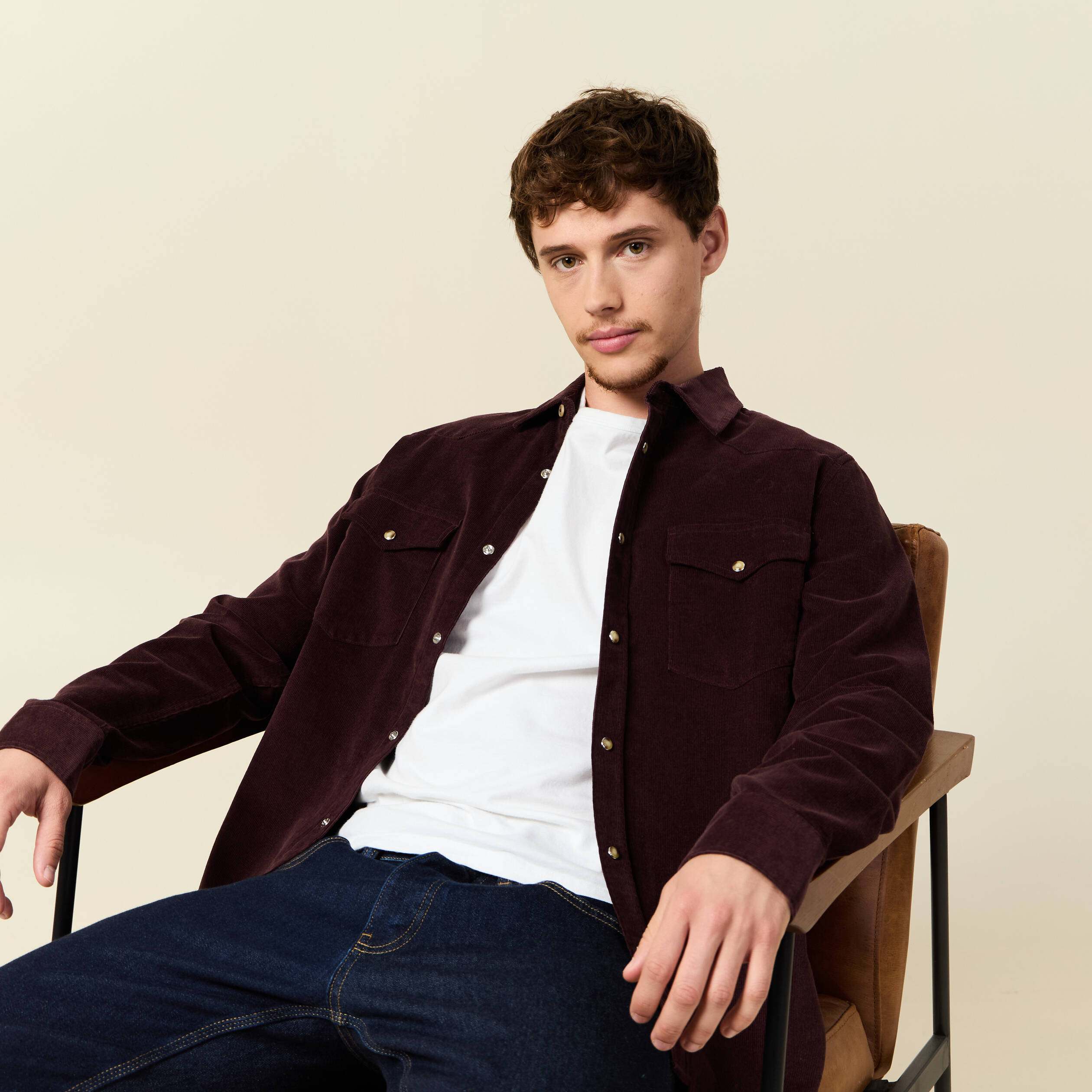 chemise col classique manches longues bordeaux homme Chemise col classique manches longues bordeaux homme