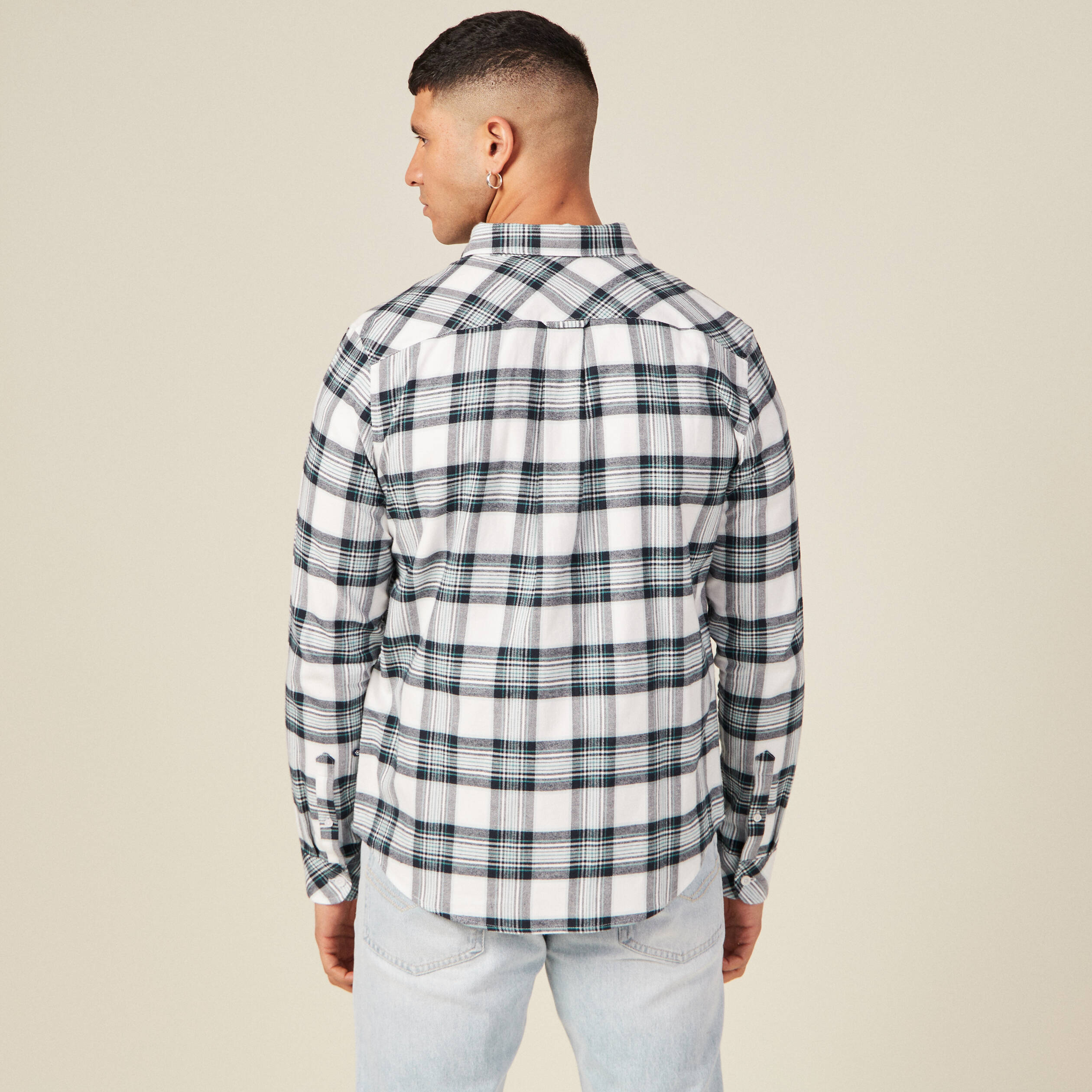 Chemise en coton manches longues ecru homme