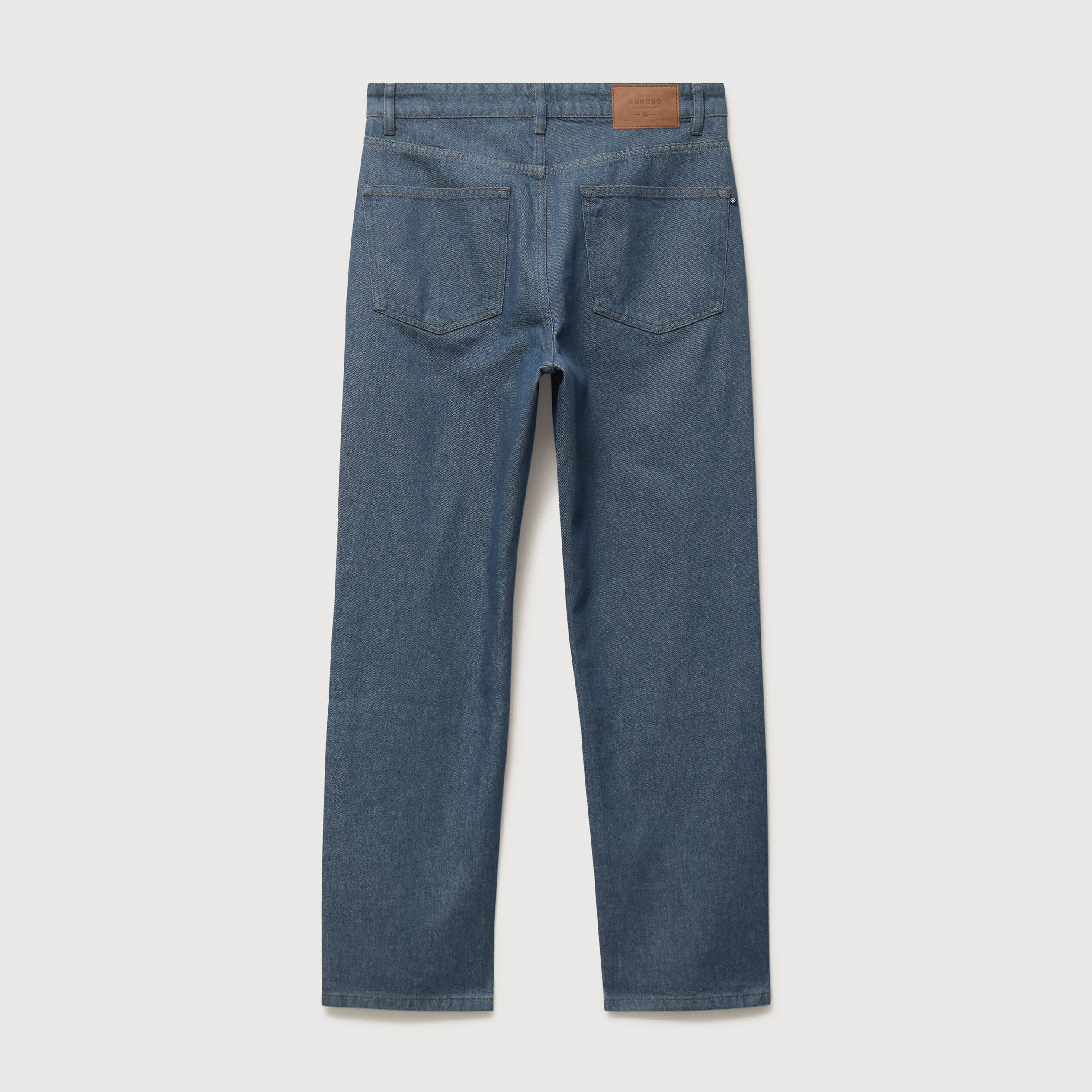 Jeans straight longueur 32 en coton bleu gris homme