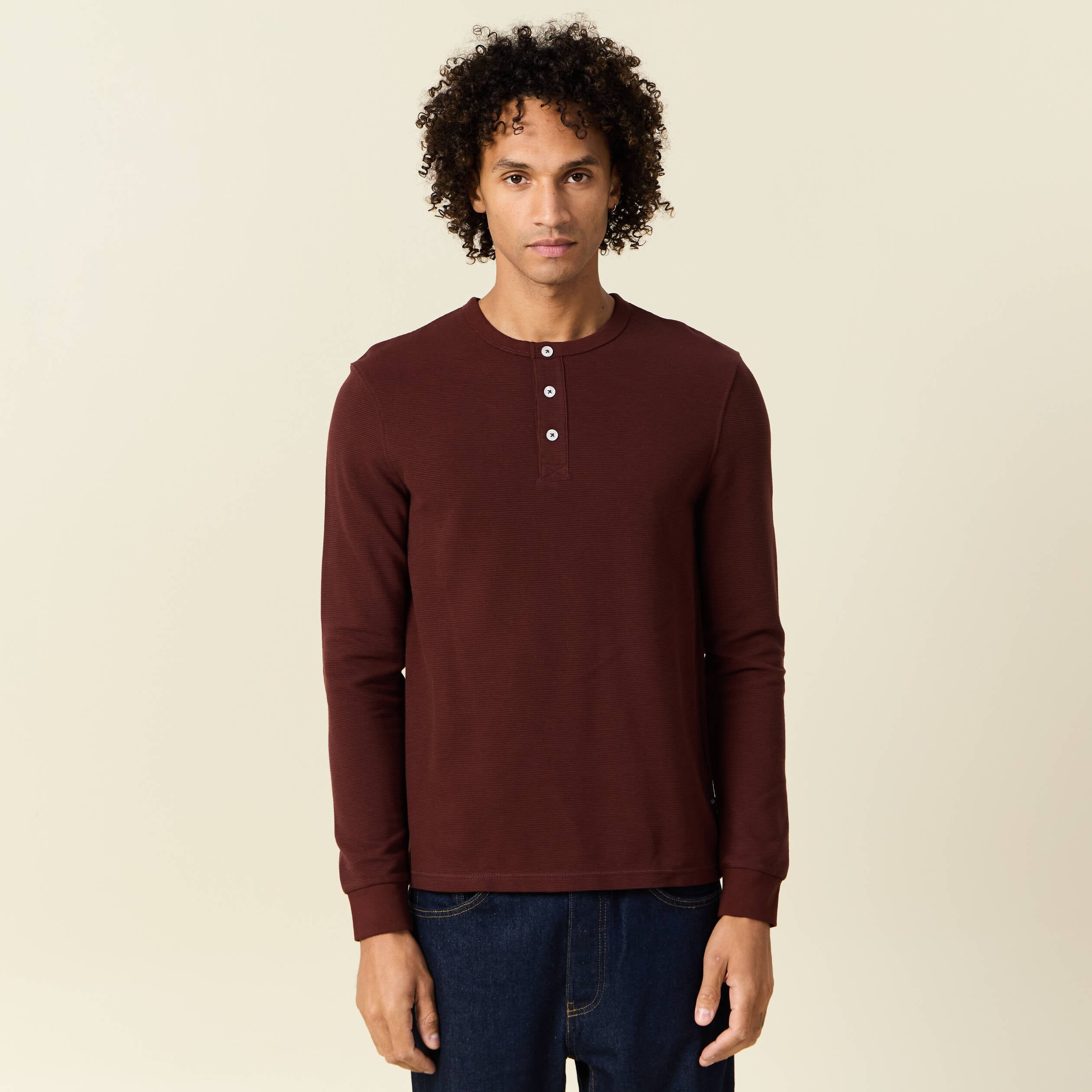 T-shirt manches longues bordeaux homme