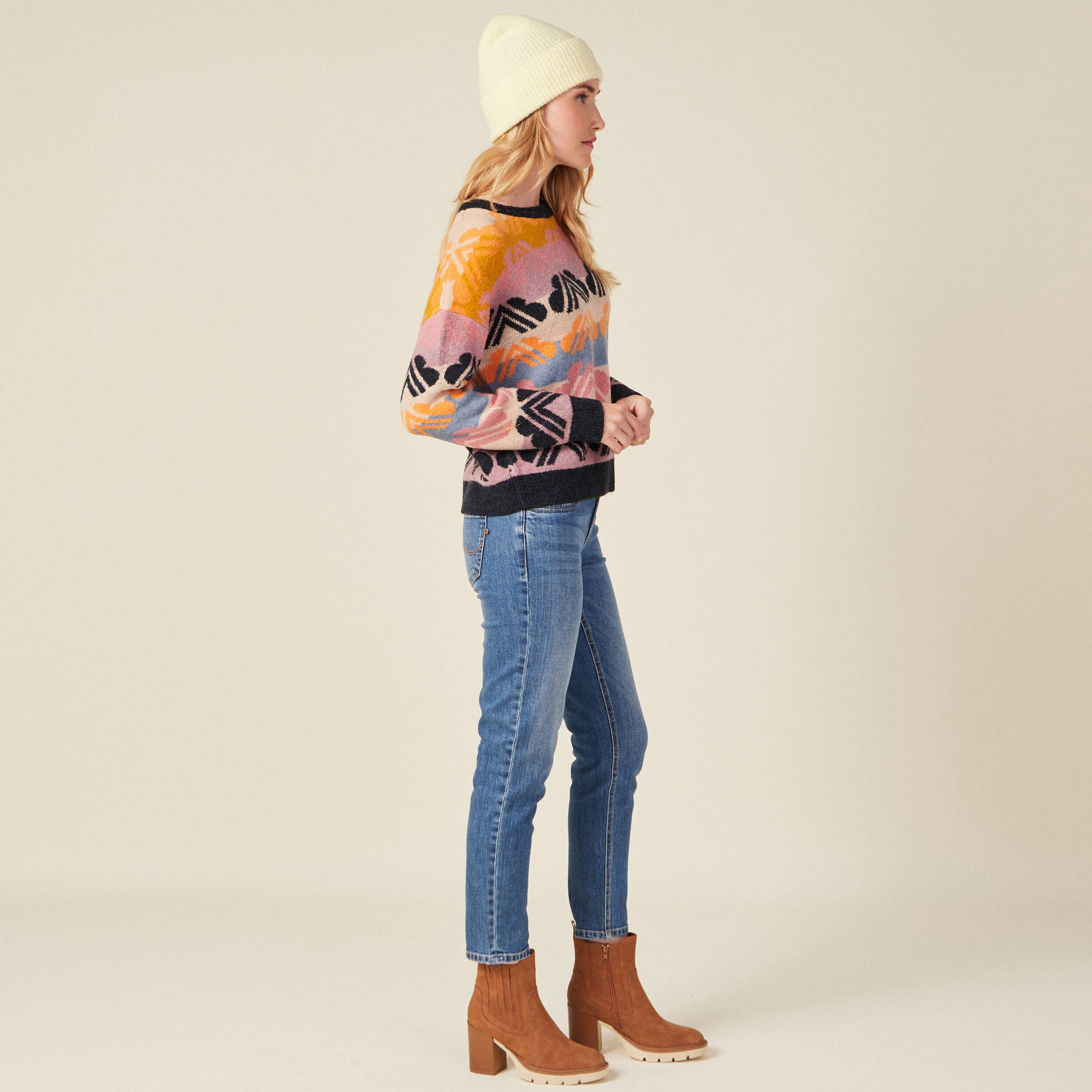 Pull manches longues mauve femme