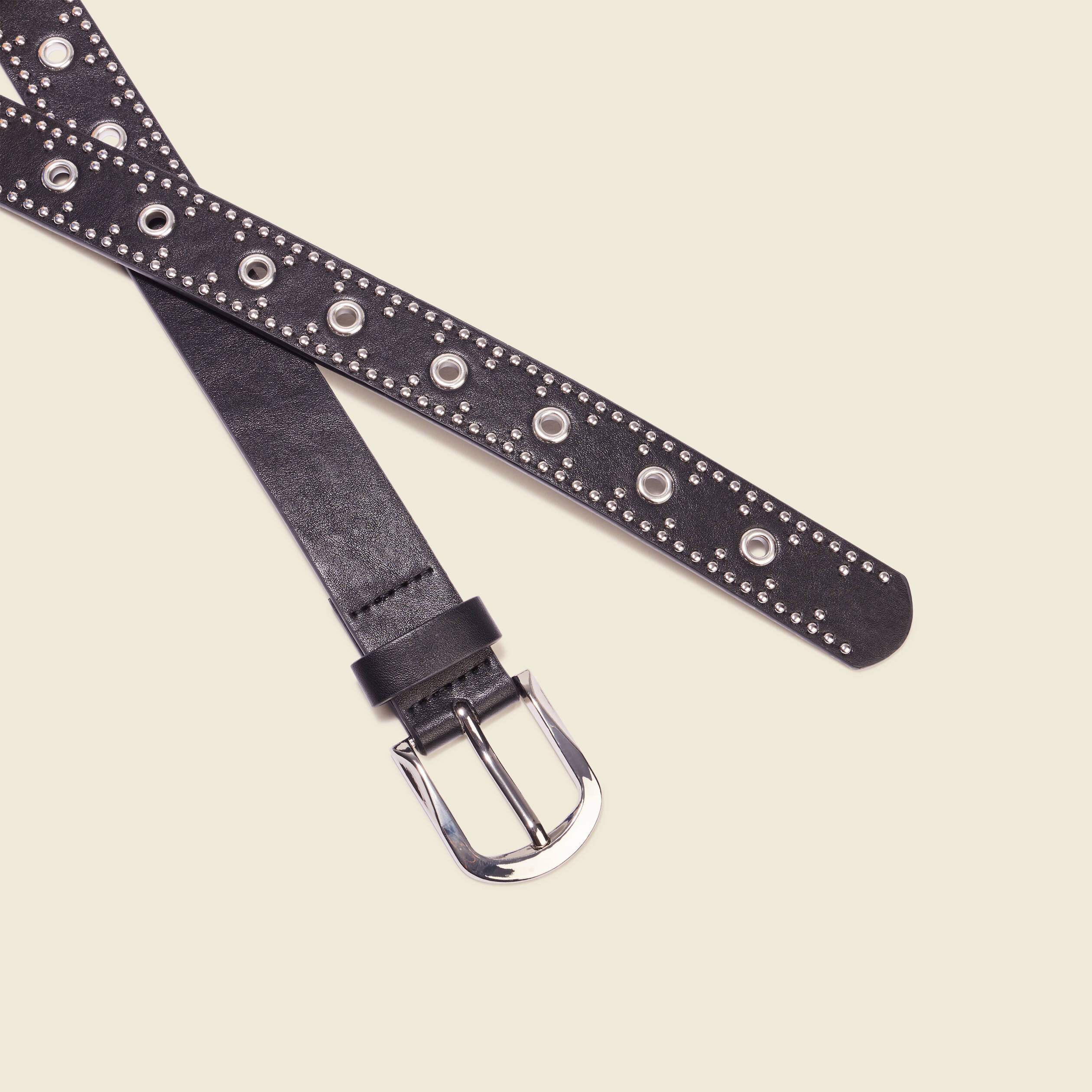 Ceinture à clous et oeillets noir femme