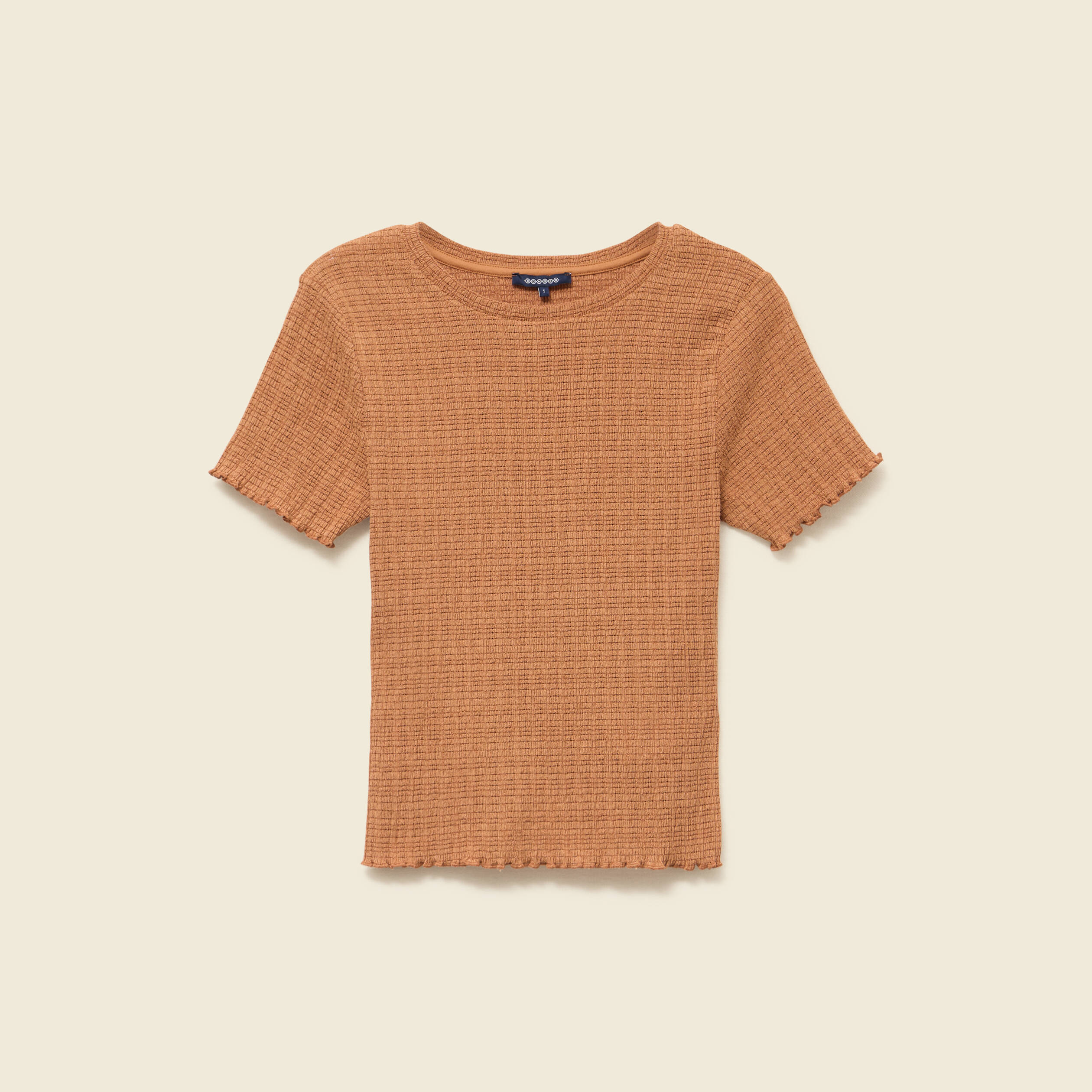 T-shirt ajusté court manches courtes terracotta femme