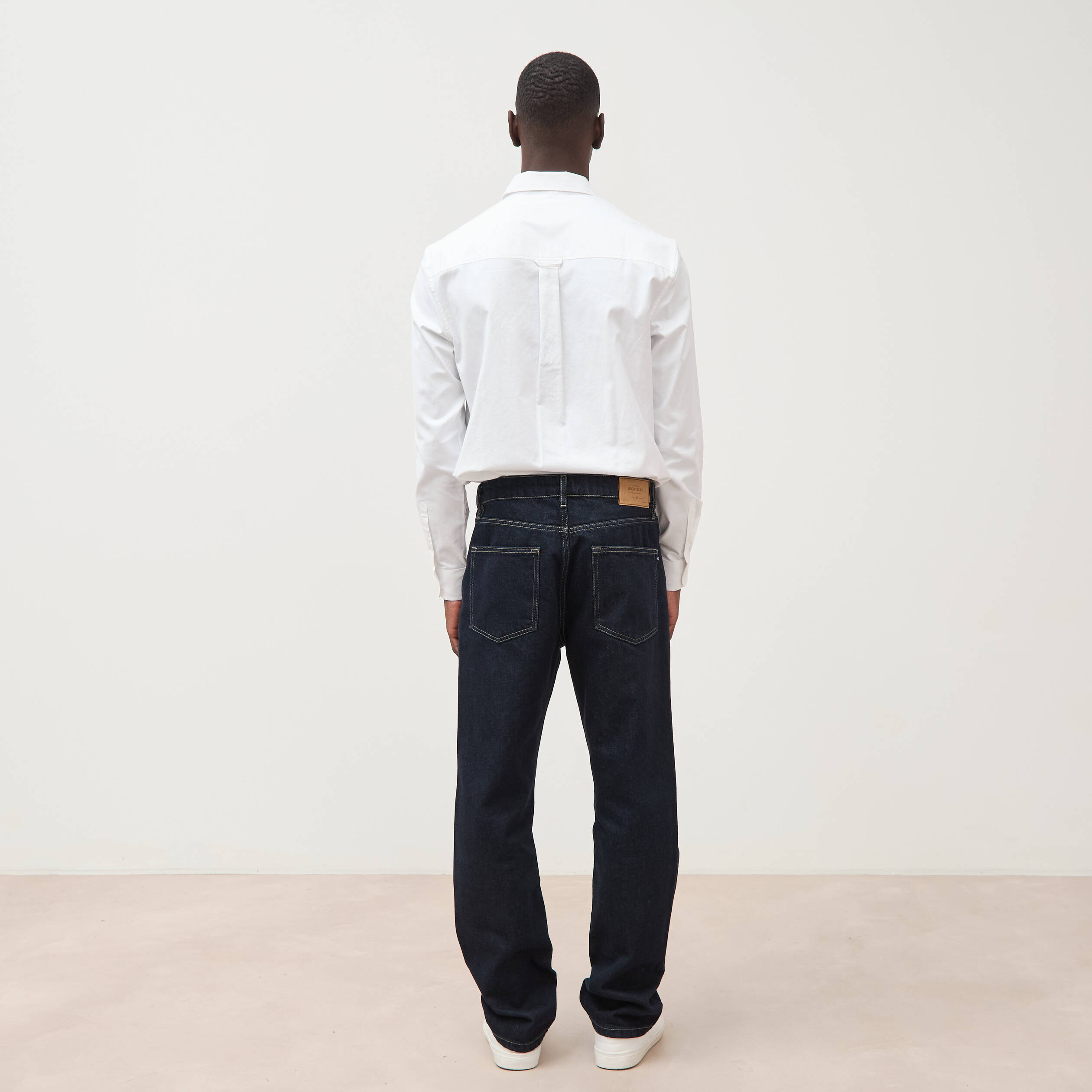 Chemise manches longues col am&eacute;ricain blanc homme