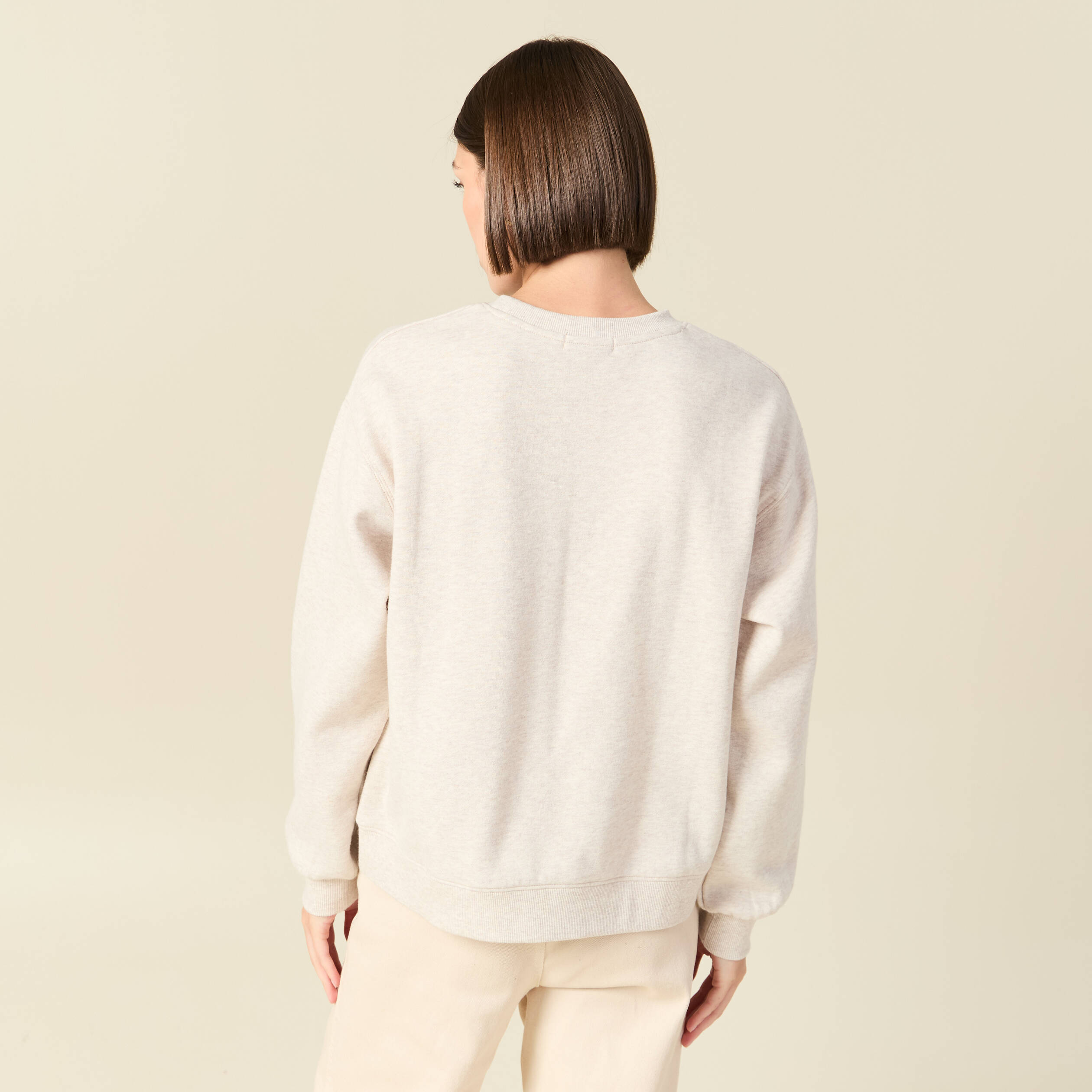 Sweat droit manches longues beige femme